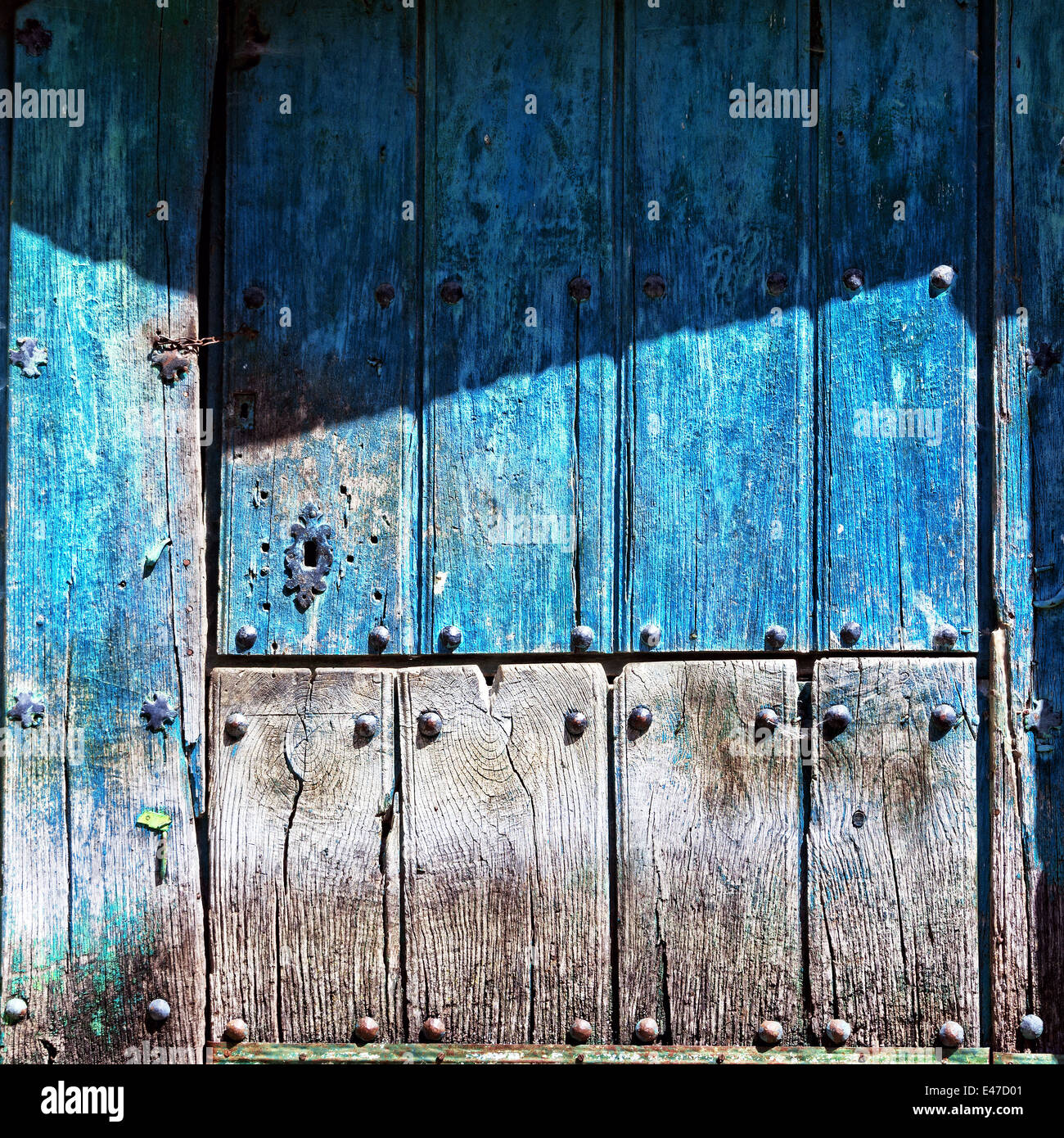 wooden old door of barn entrance Stock Photo