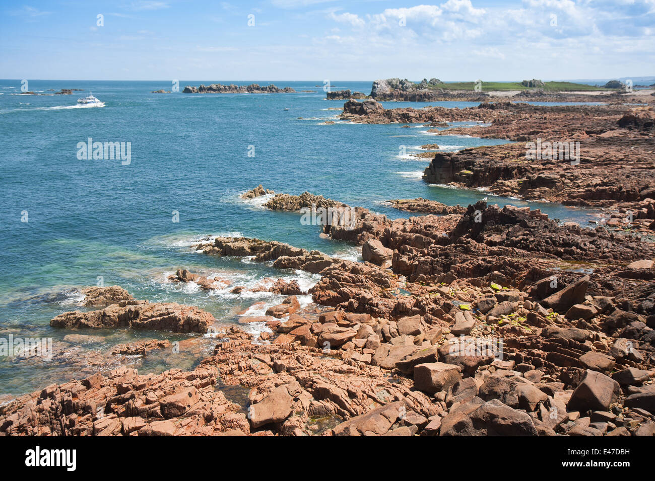 Rocky coast of Brittany in summertime by ebbtide Stock Photo - Alamy
