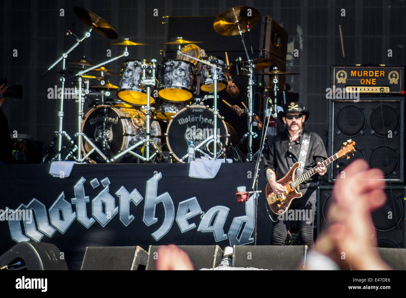 London, UK. 04th July, 2014. Motorhead play the main stage at the Barclaycard British Summer Time festival in London's Hyde Park Credit:  Guy Corbishley/Alamy Live News Stock Photo