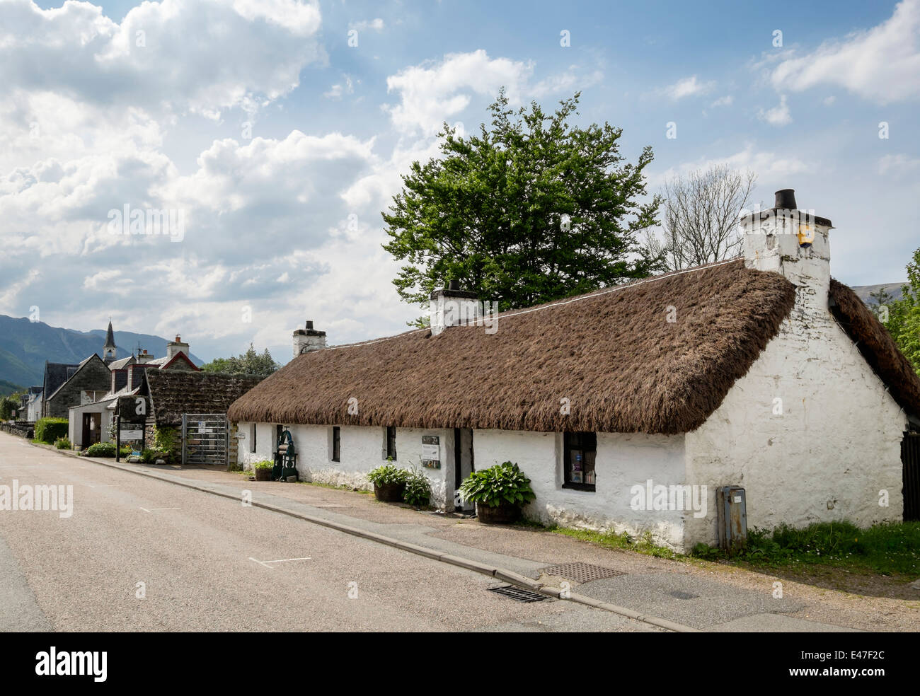 Glencoe and North Lorn Folk Museum in old thatched building in village of Glencoe, Highland, Scotland, UK, Britain, Europe. Stock Photo