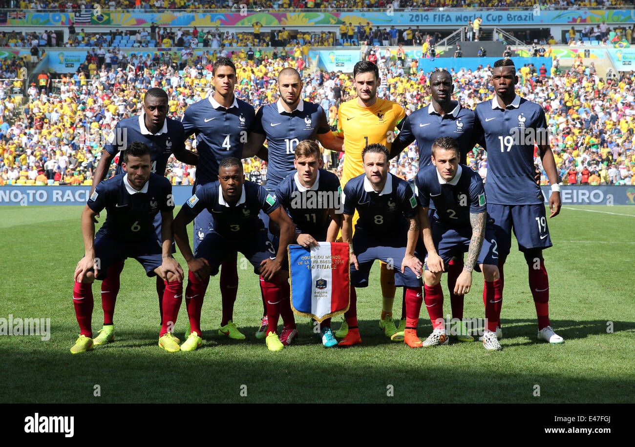 Rio De Janerio, Brazil. 04th July, 2014. FIFA World Cup 2014 quarter final soccer match between France and Germany at Estadio do Maracana in Rio de Janeiro, Brazil. France team group picture Credit:  Action Plus Sports/Alamy Live News Stock Photo