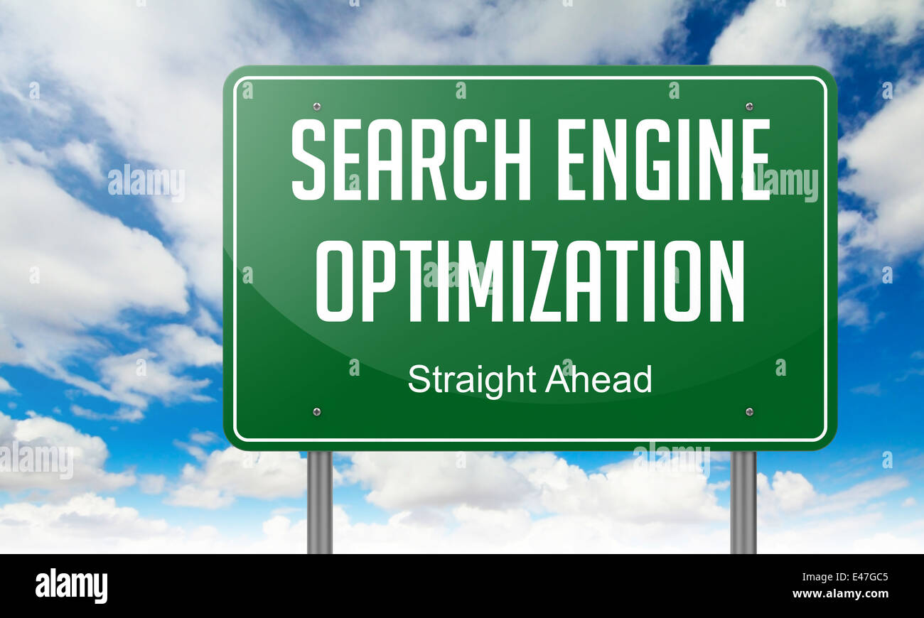 Search Engine Optimization on Highway Signpost Stock Photo Alamy