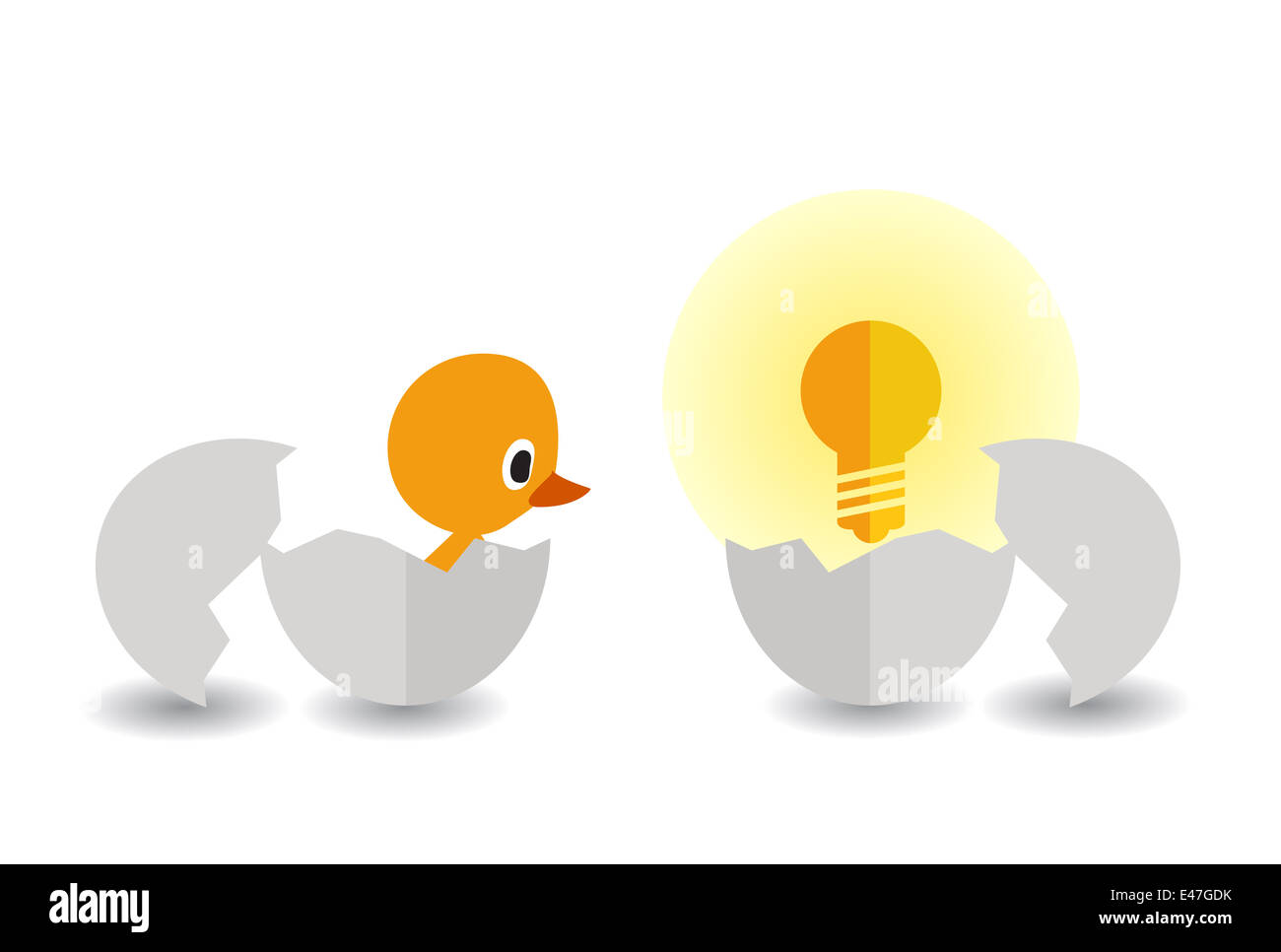 hatched chick and light bulb Stock Photo