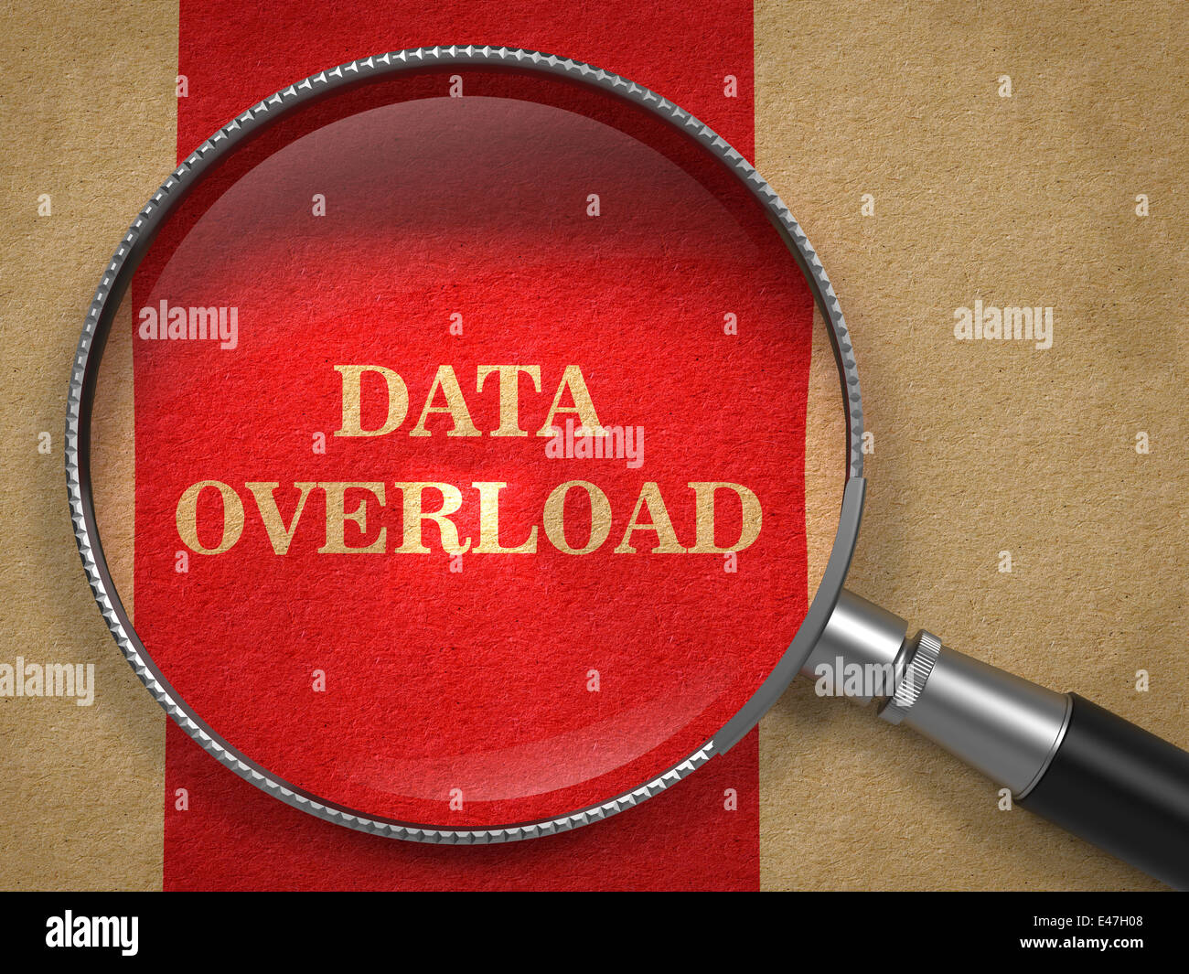 Data Overload Through Magnifying Glass Stock Photo