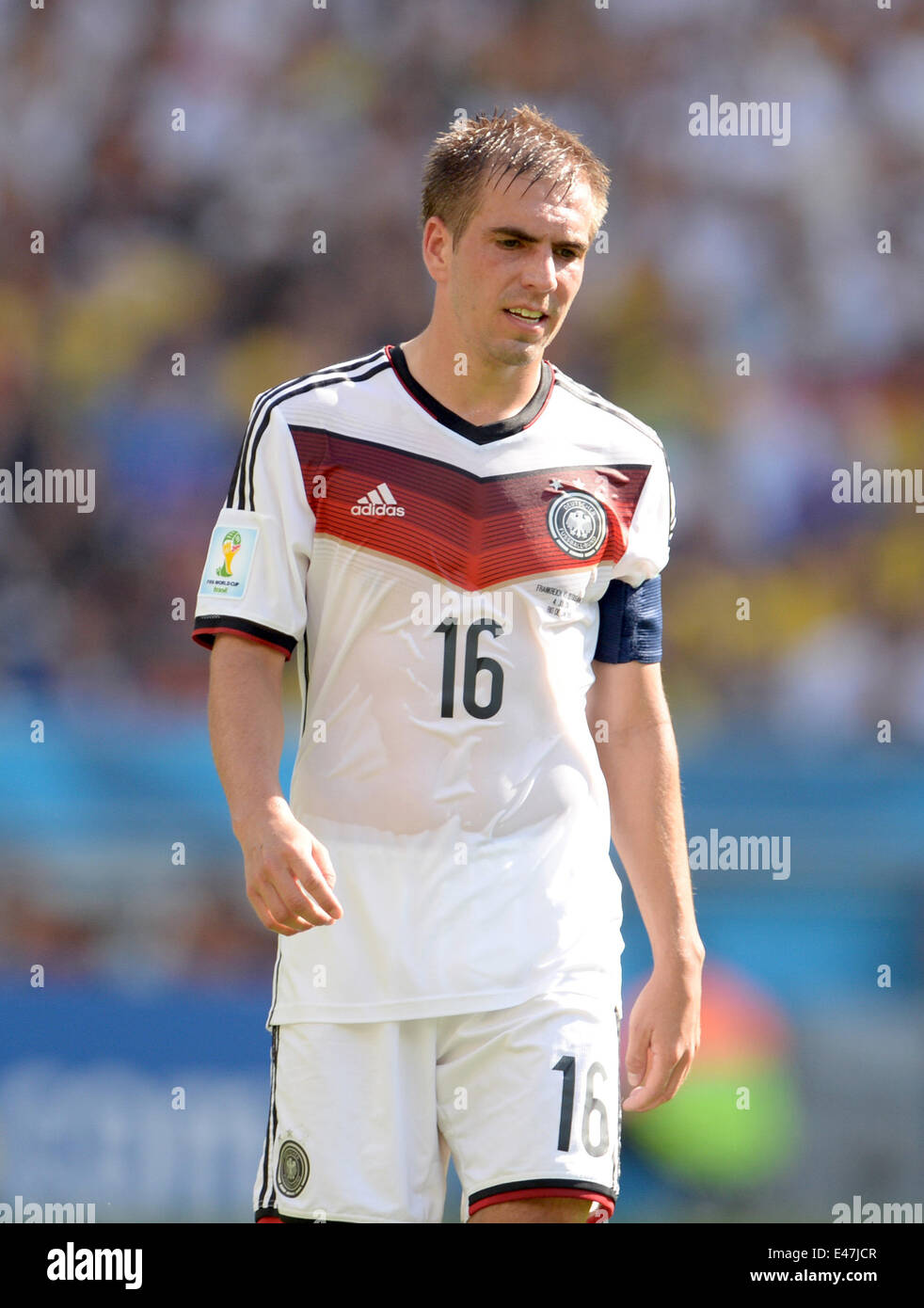 Rio de Janeiro, Brazil. 04th July, 2014. Philipp Lahm of Germany reacts during the FIFA World Cup 2014 quarter final soccer match between France and Germany at Estadio do Maracana in Rio de Janeiro, Brazil, 04 July 2014. Photo: Andreas Gebert/dpa/Alamy Live News Stock Photo