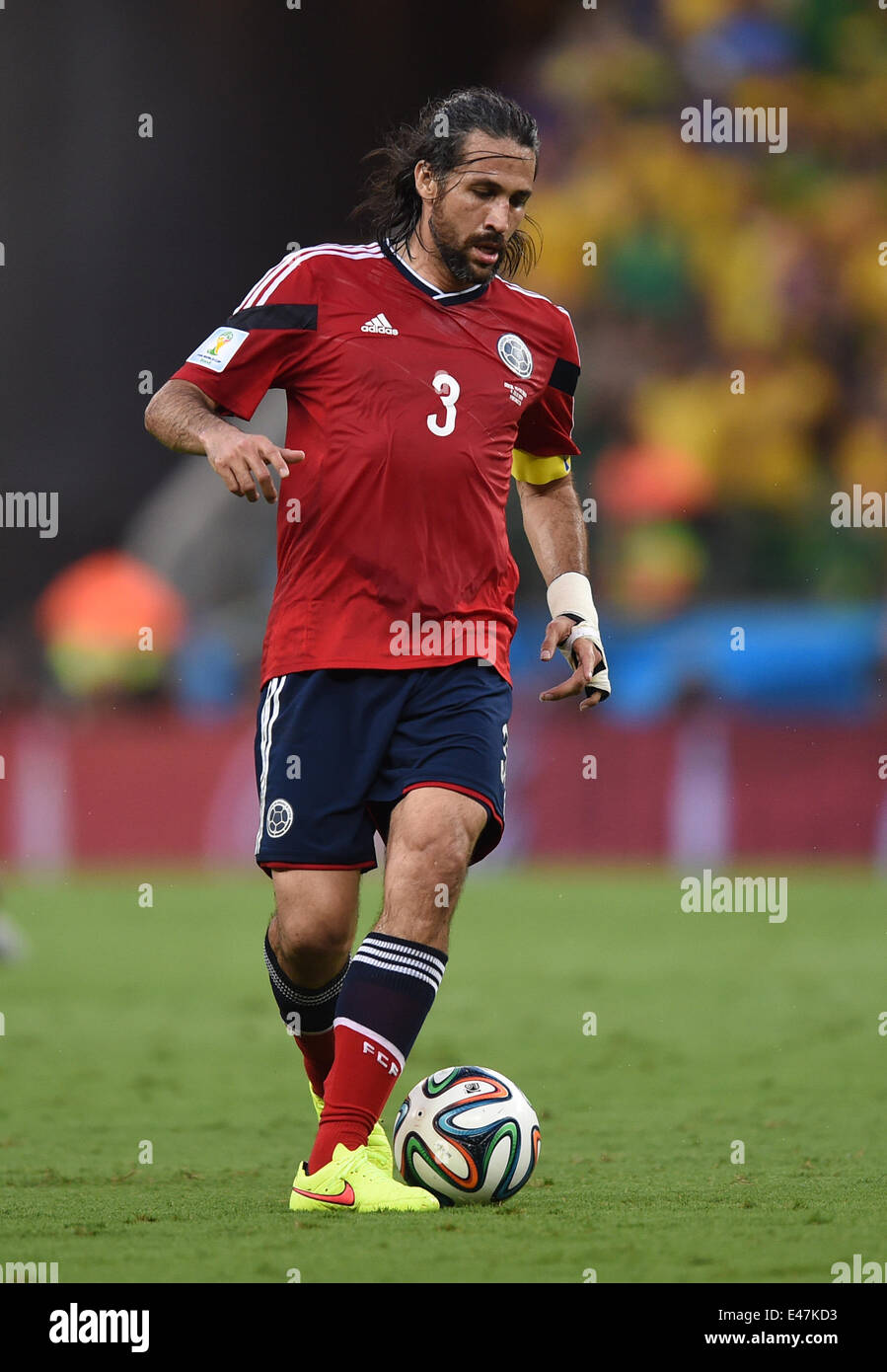 Fortaleza, Brazil. 04th July, 2014. Mario Yepes of Colombia in action during the FIFA World Cup 2014 quarter final match soccer between Brazil and Colombia at the Estadio Castelao in Fortaleza, Brazil, 04 July 2014. Photo: Marius Becker/dpa/Alamy Live News Stock Photo