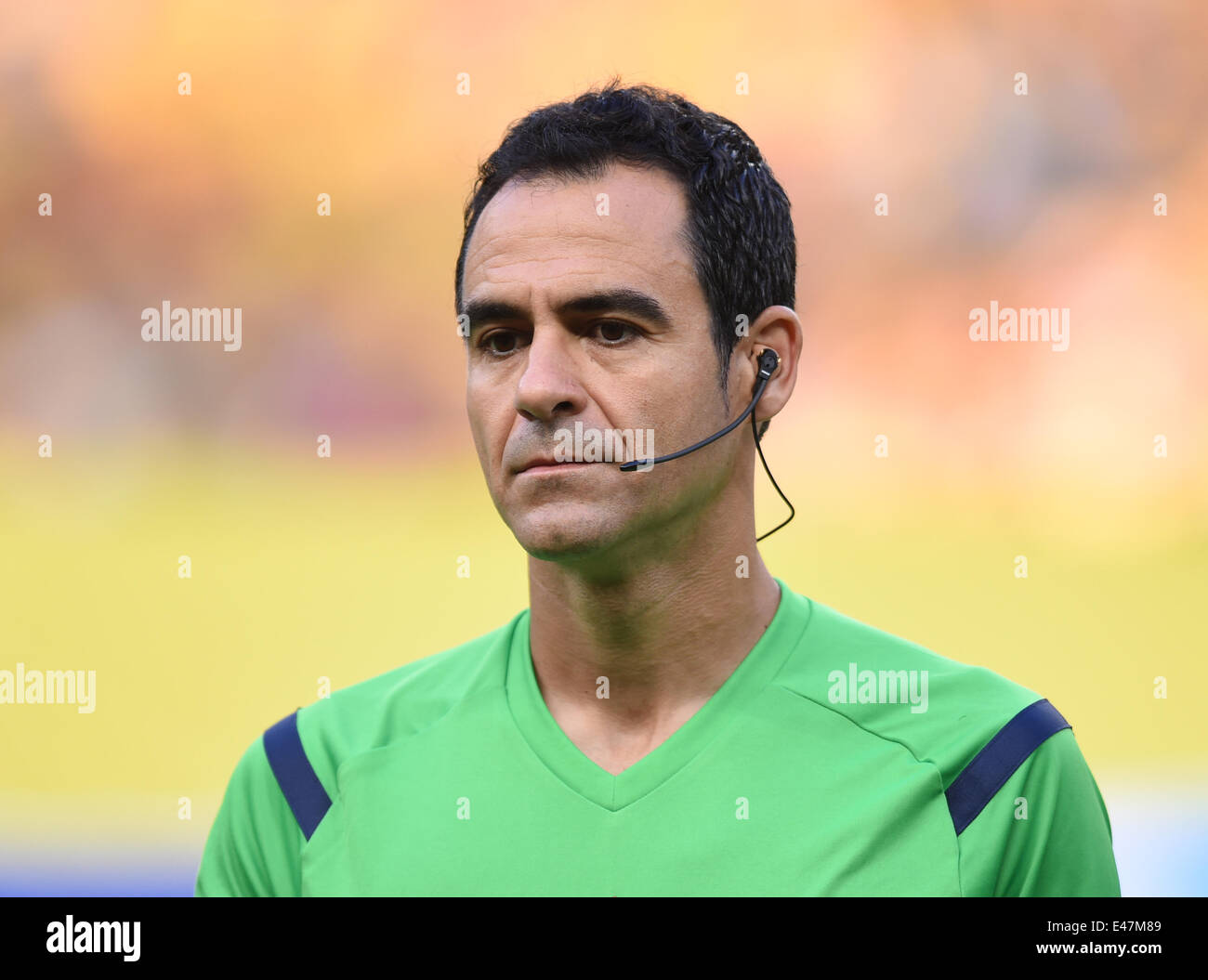Fortaleza, Brazil. 04th July, 2014. Referee Carlos Velasco Carballo of Spain seen during the FIFA World Cup 2014 quarter final match soccer between Brazil and Colombia at the Estadio Castelao in Fortaleza, Brazil, 04 July 2014. Photo: Marius Becker/dpa/Alamy Live News Stock Photo