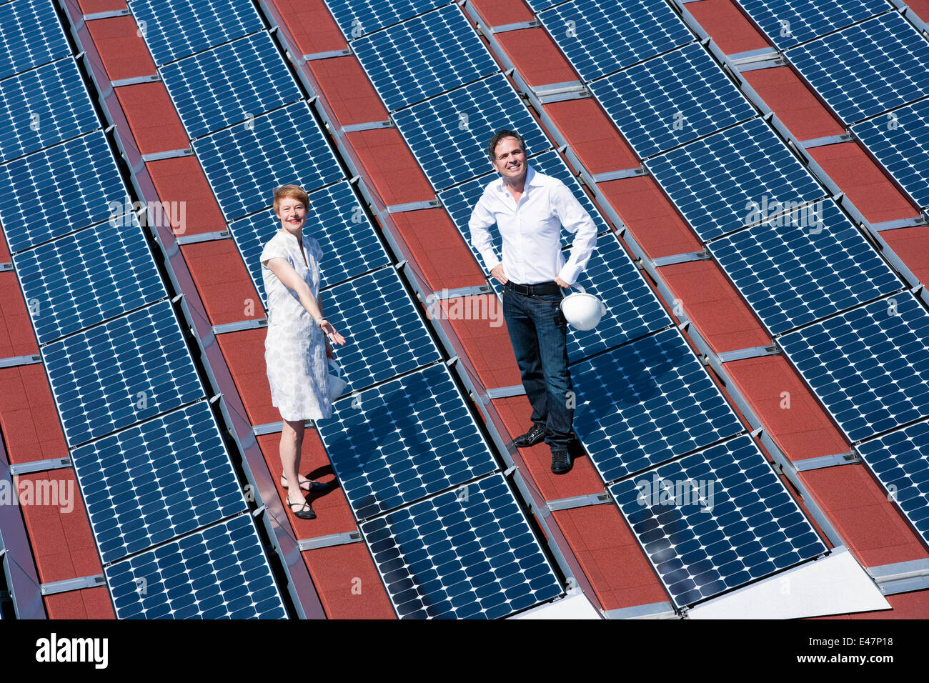 Solar panels on the Friedrichstadt Palace Stock Photo