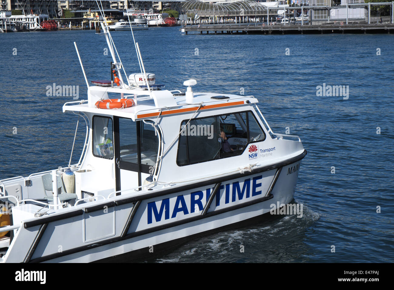 sydney harbor maritime boat in Darling Harbour,Sydney Stock Photo