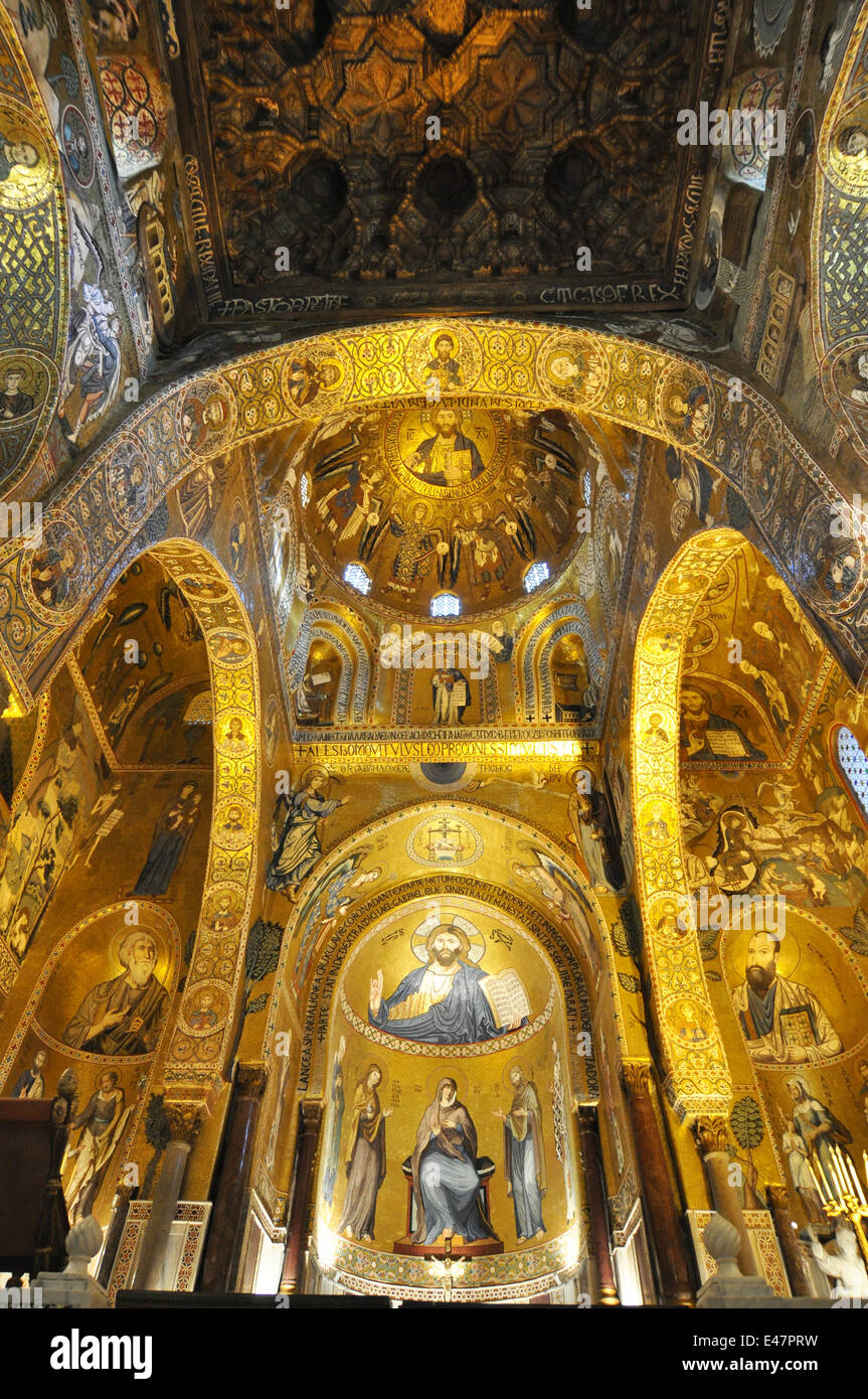 Palazzo dei Normanni, Cappella Palatina, Palermo, Sicily, Italy, Europe Stock Photo