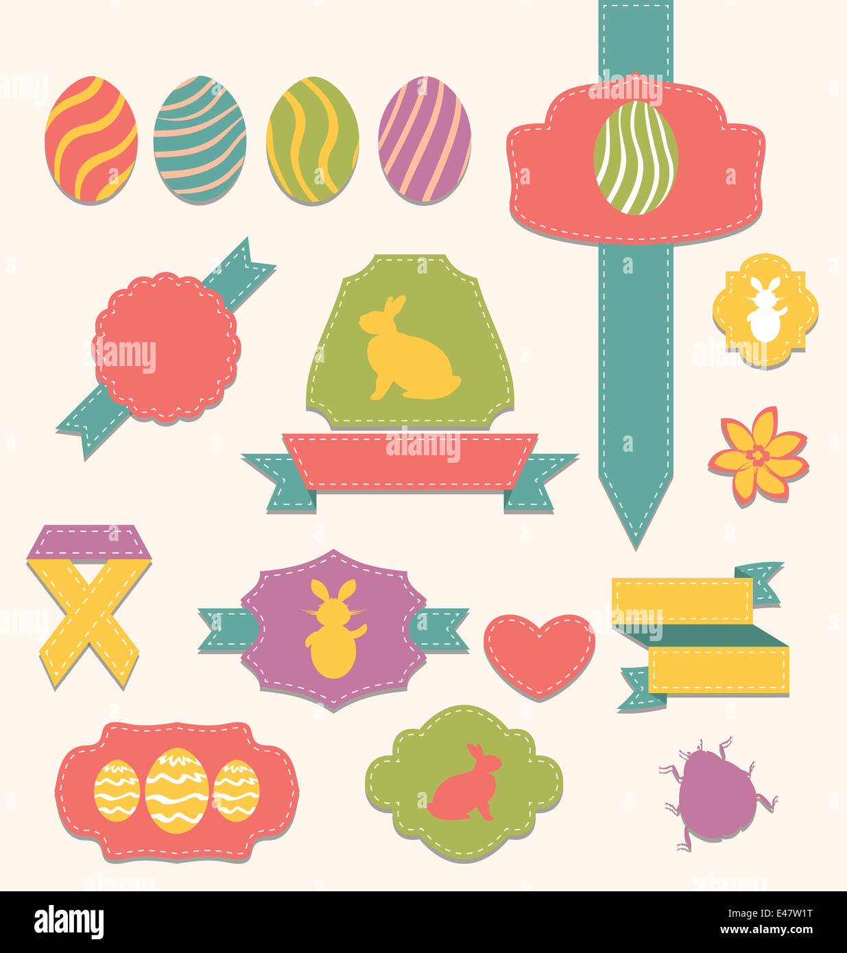 Illustration Easter scrapbook set - labels, ribbons and other elements ...