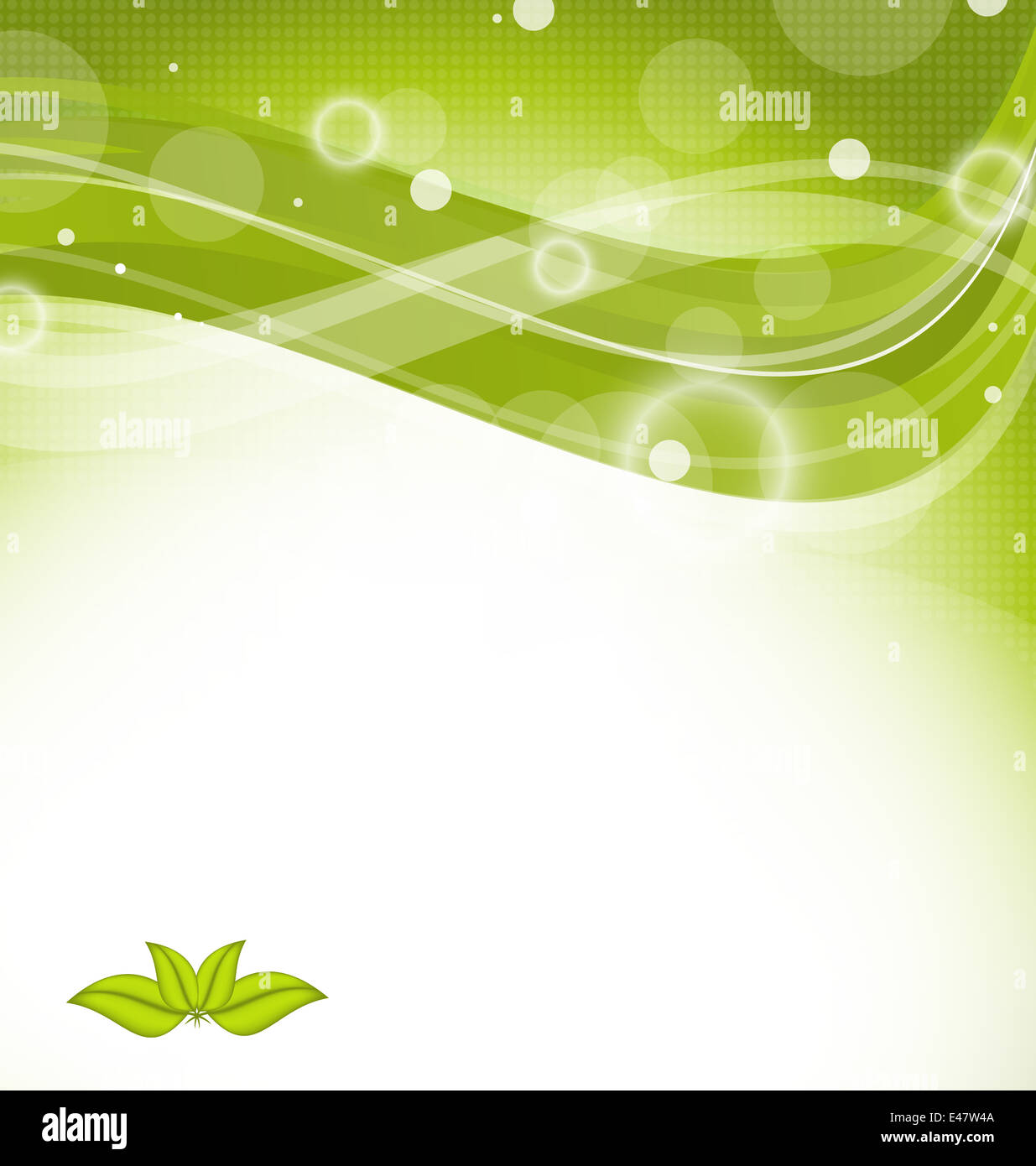 Illustration wavy nature background with green leaves - vector Stock ...