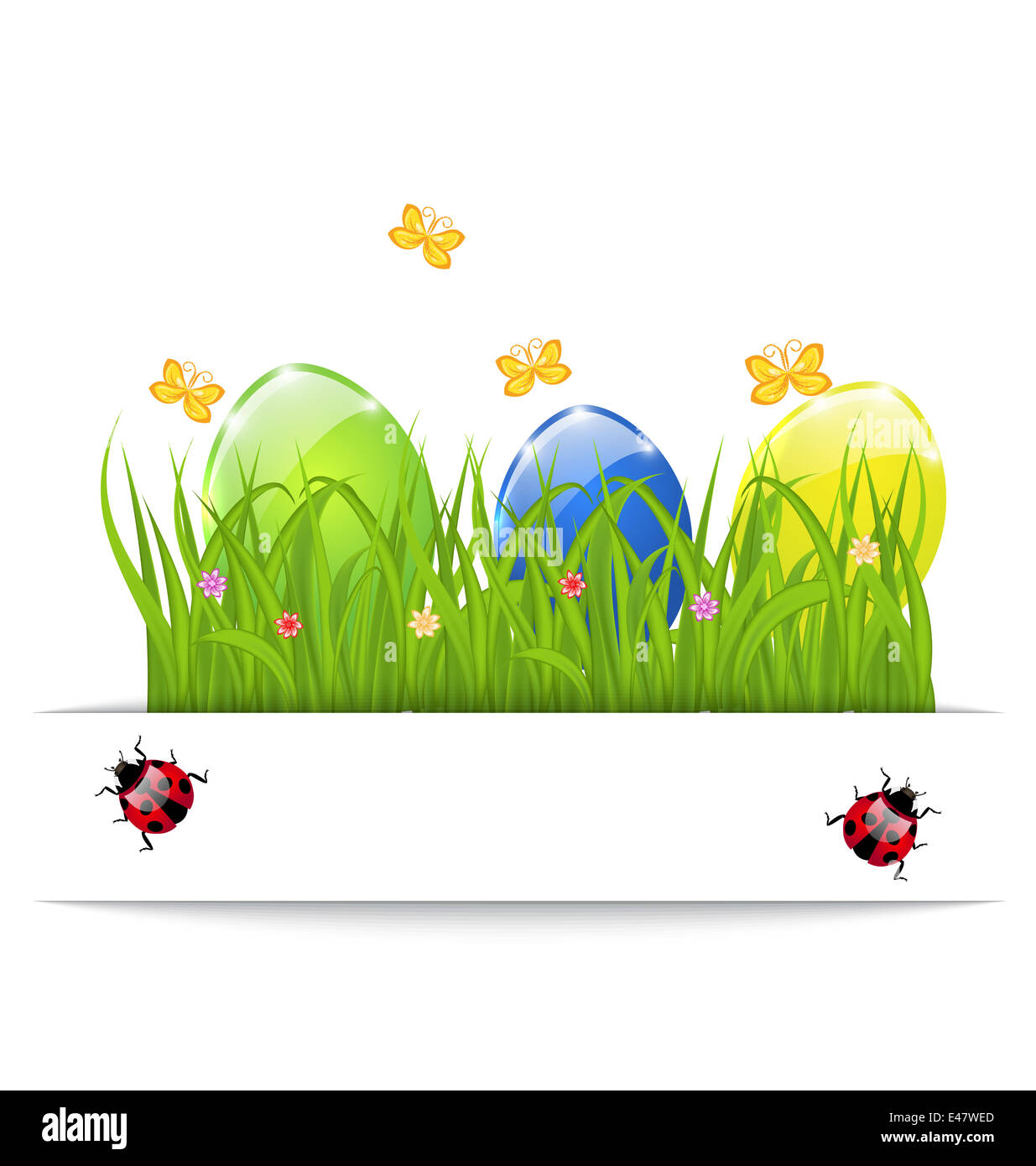 Illustration Easter colorful eggs in green grass with space for your ...