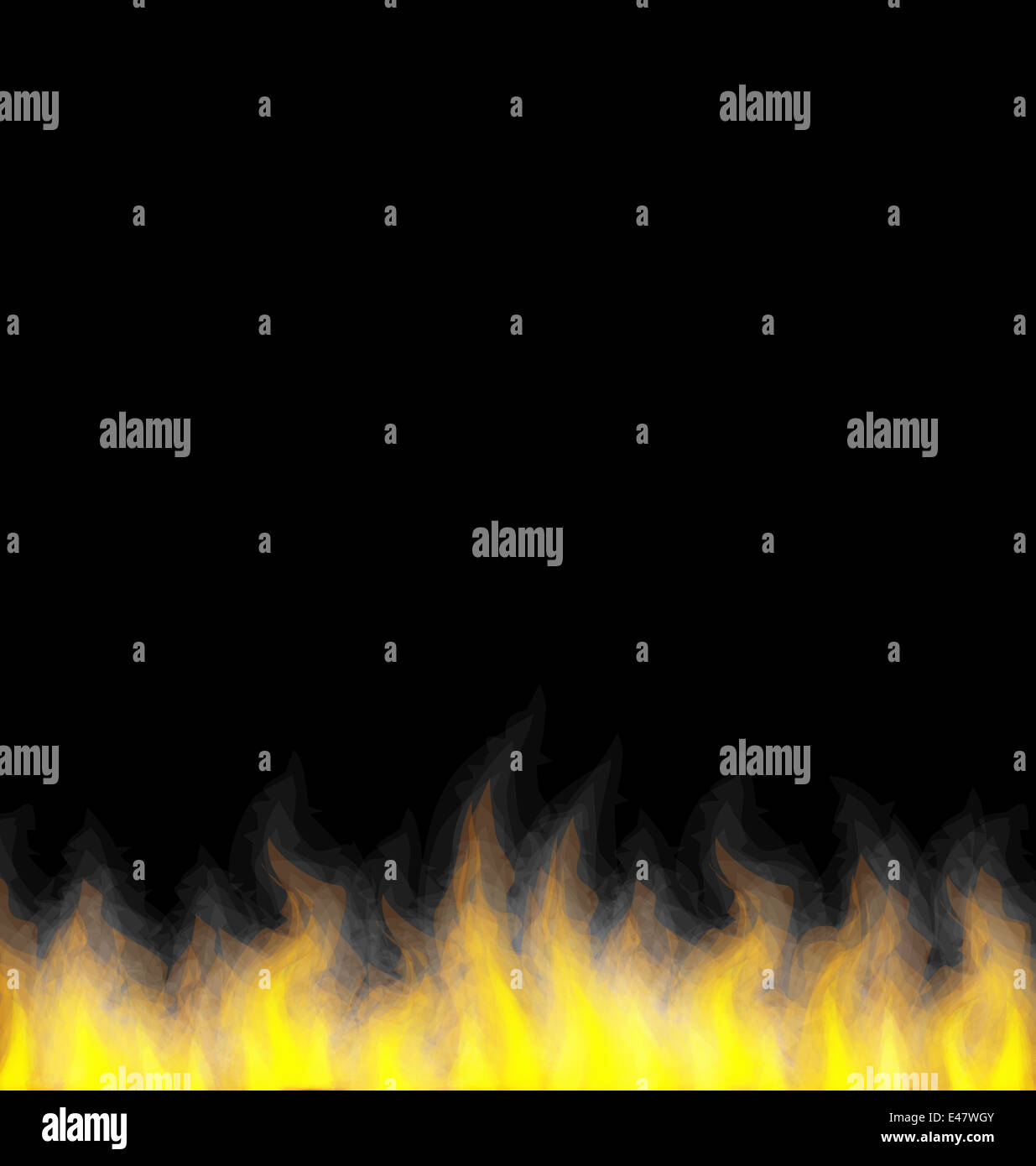 Illustration burning fire flame on black background - vector Stock ...
