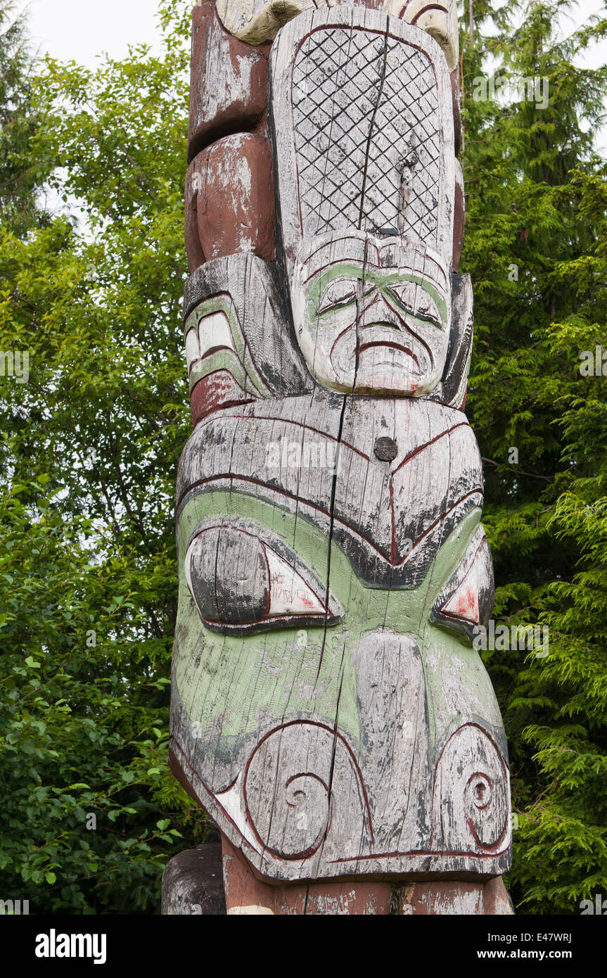 Eagle totem pole in Service Park, Prince Rupert, British Columbia, Canada. Stock Photo
