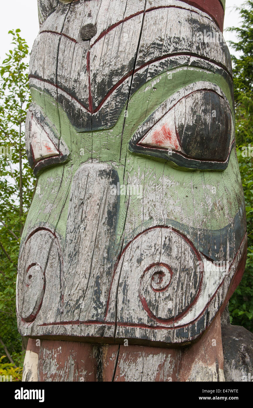 Eagle totem pole in Service Park, Prince Rupert, British Columbia, Canada. Stock Photo