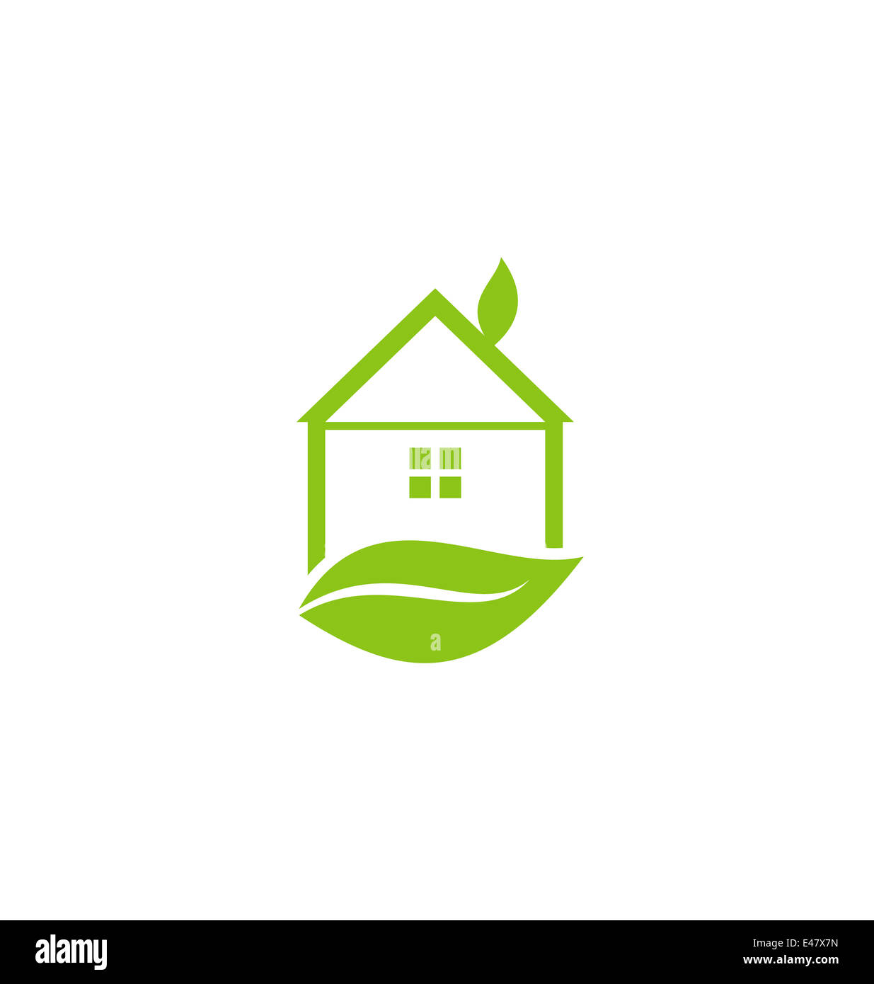 Illustration icon green house with leaf isolated on white background ...