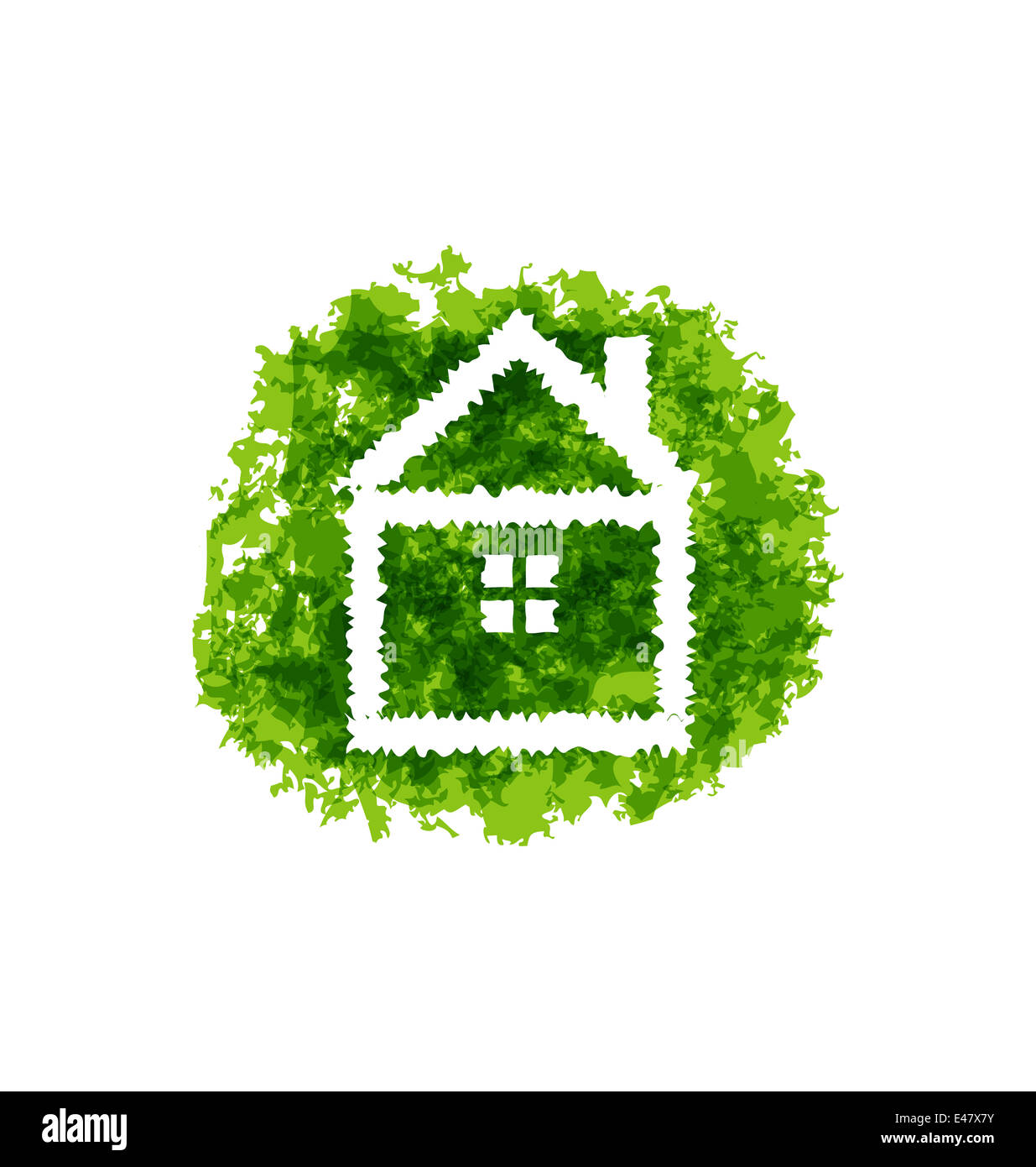 Illustration icon eco home on grunge background - vector Stock Photo ...