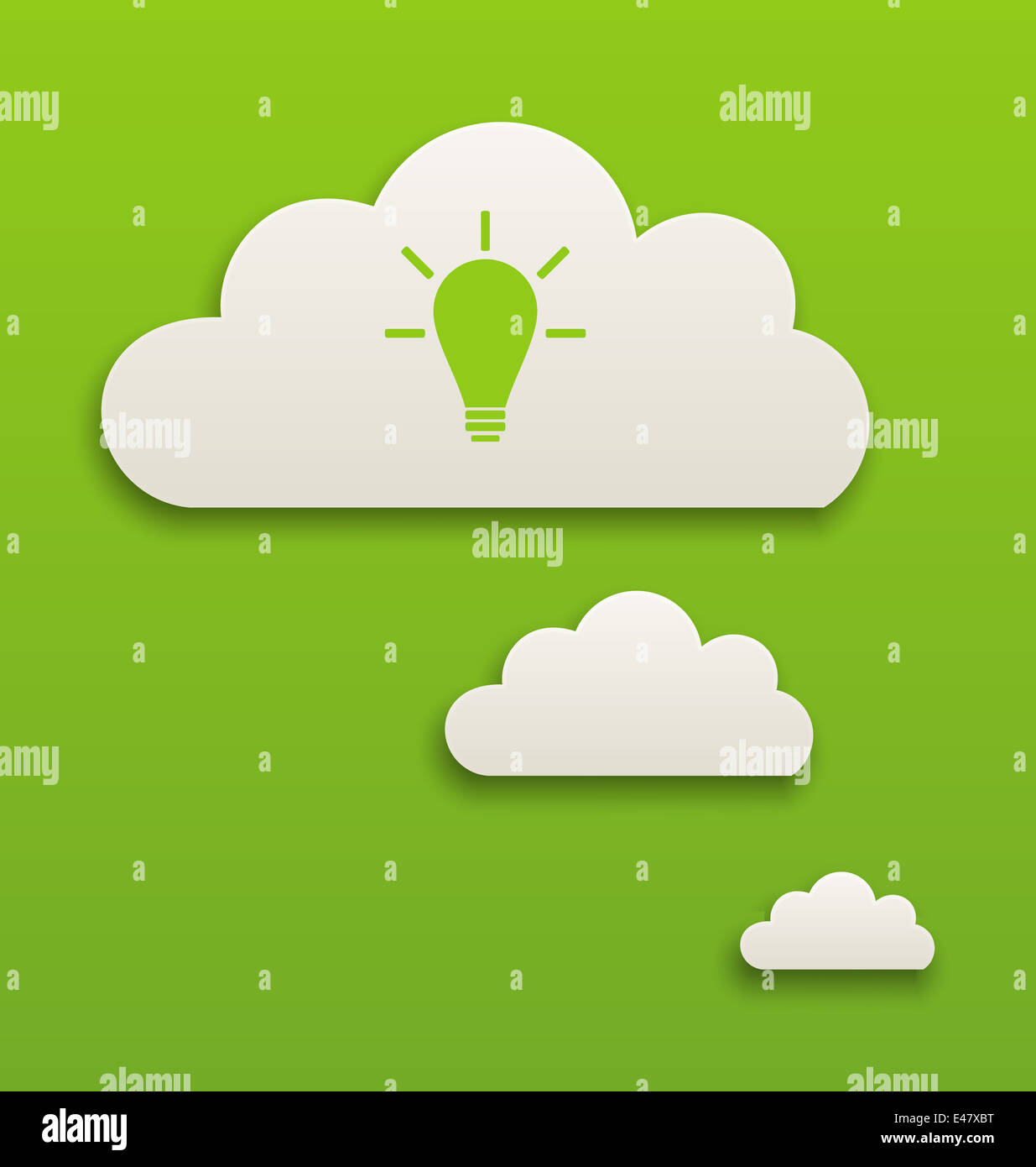 Illustration white paper speech bubble with lamp on green background ...