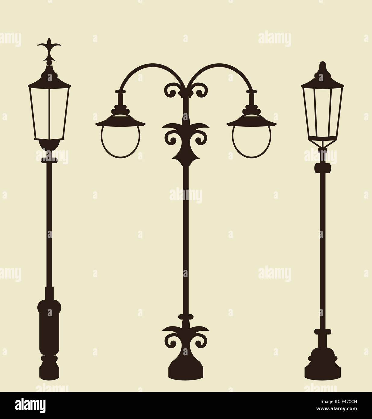 Illustration set of vintage various forged lampposts - vector Stock ...