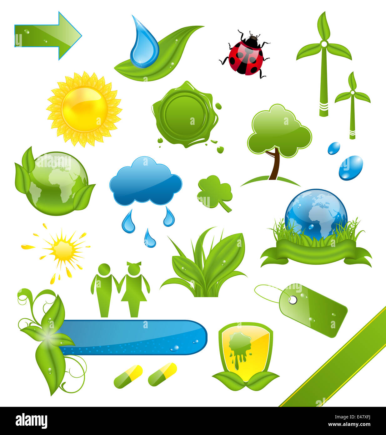 Illustration set of green ecology icons - vector Stock Photo - Alamy