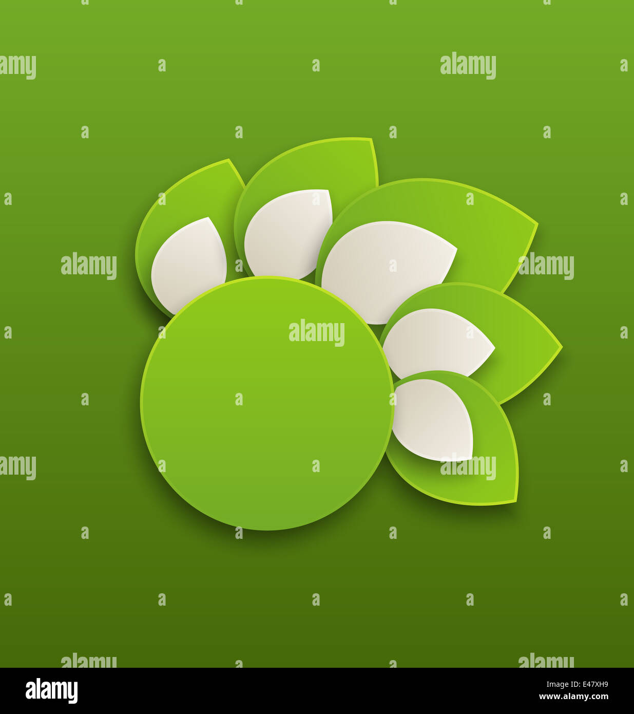 Illustration circle label with green leaves - vector Stock Photo - Alamy