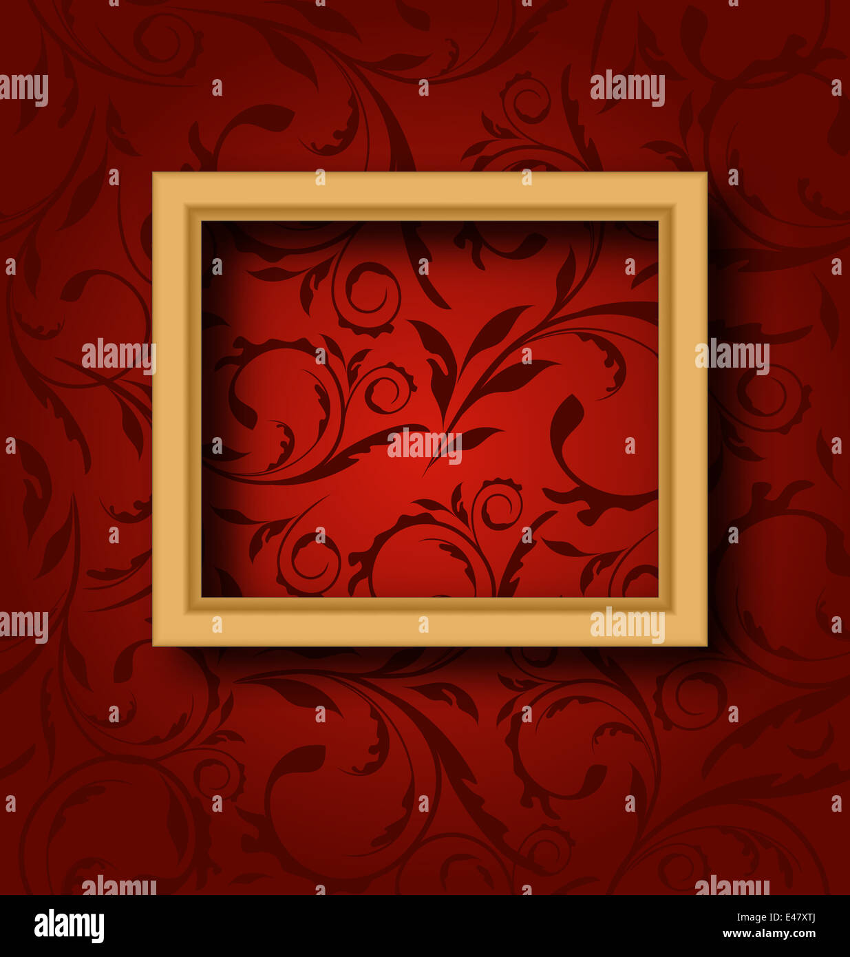 Illustration picture wooden frame on vintage wall - vector Stock Photo ...