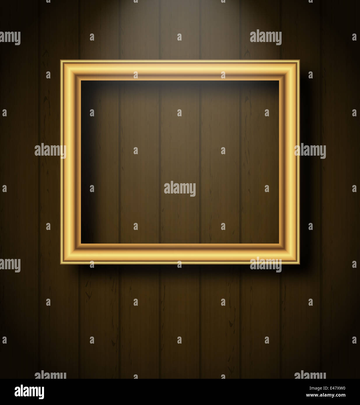 Illustration vintage picture frame on wooden wall - vector Stock Photo ...