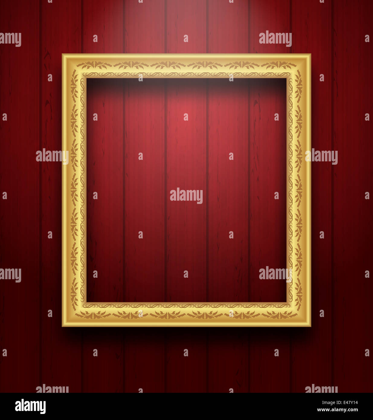 Illustration vintage picture frame on wooden wall - vector Stock Photo ...