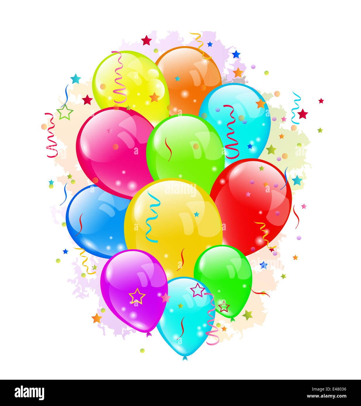 Illustration set party balloons and confetti on white background ...