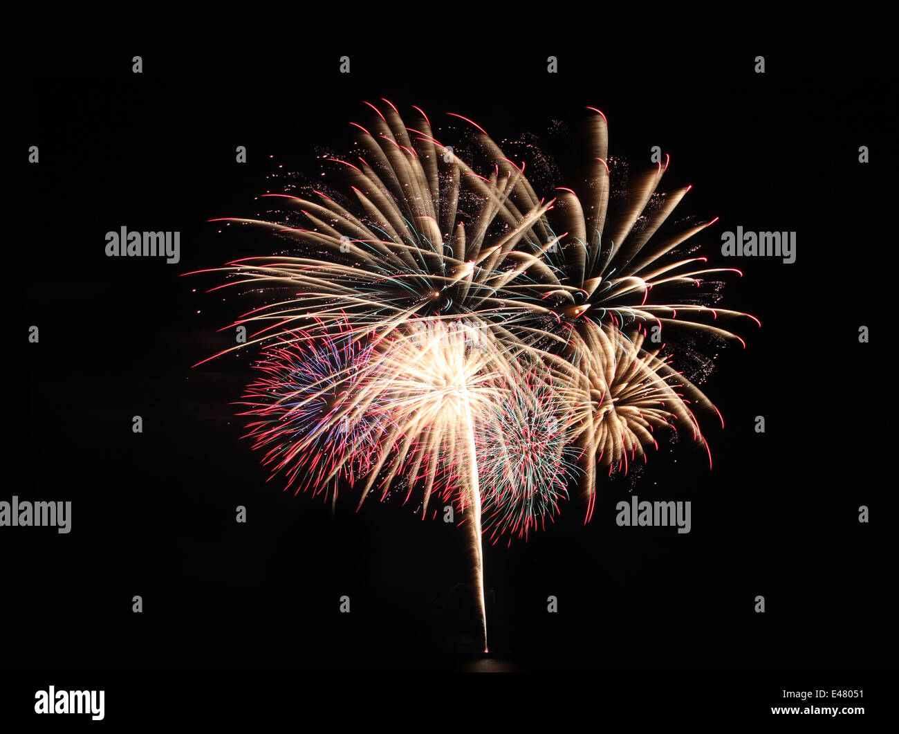 Fireworks or firecracker in the darkness background. Stock Photo