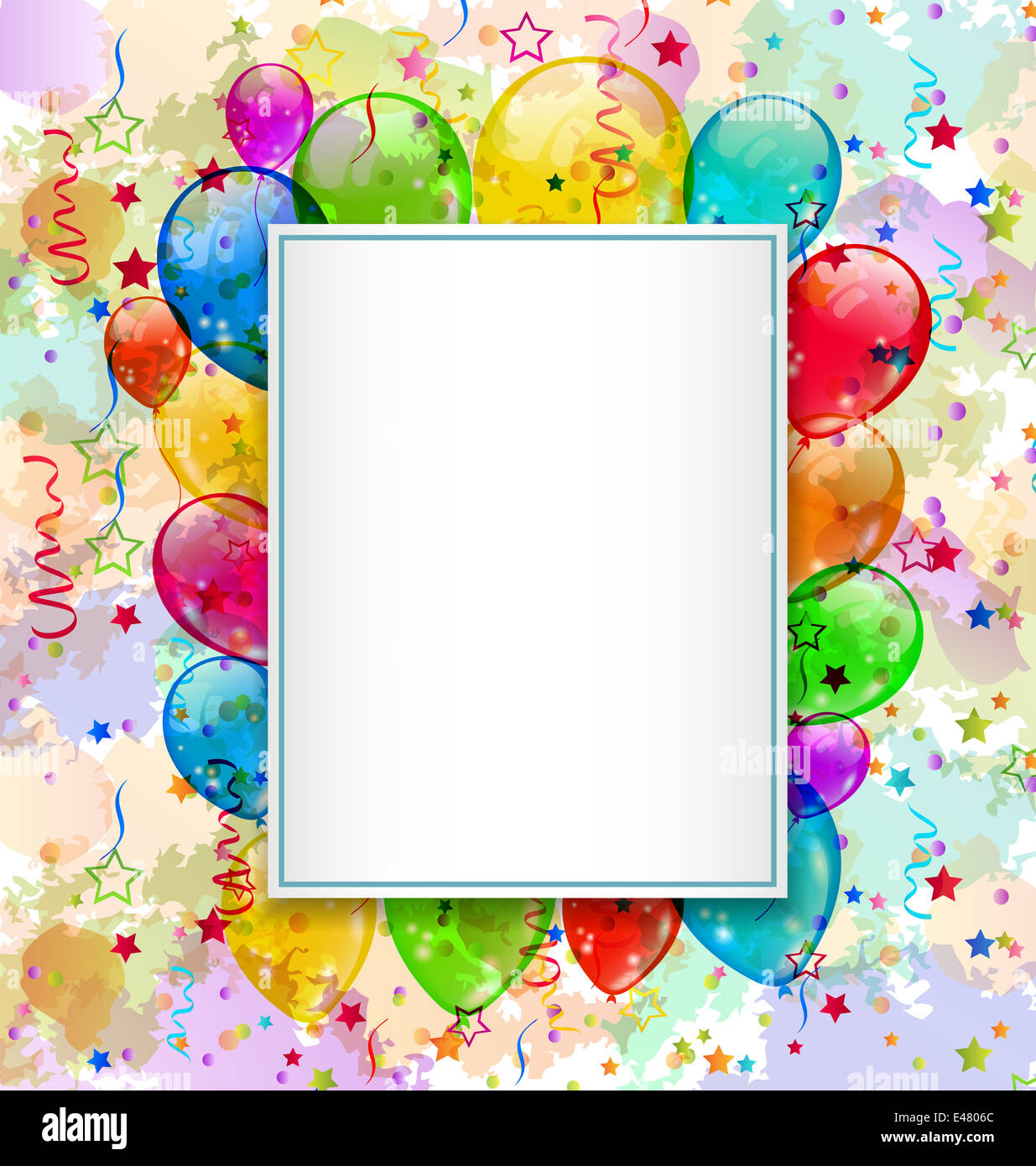 Illustration birthday card with balloons and confetti - vector Stock ...