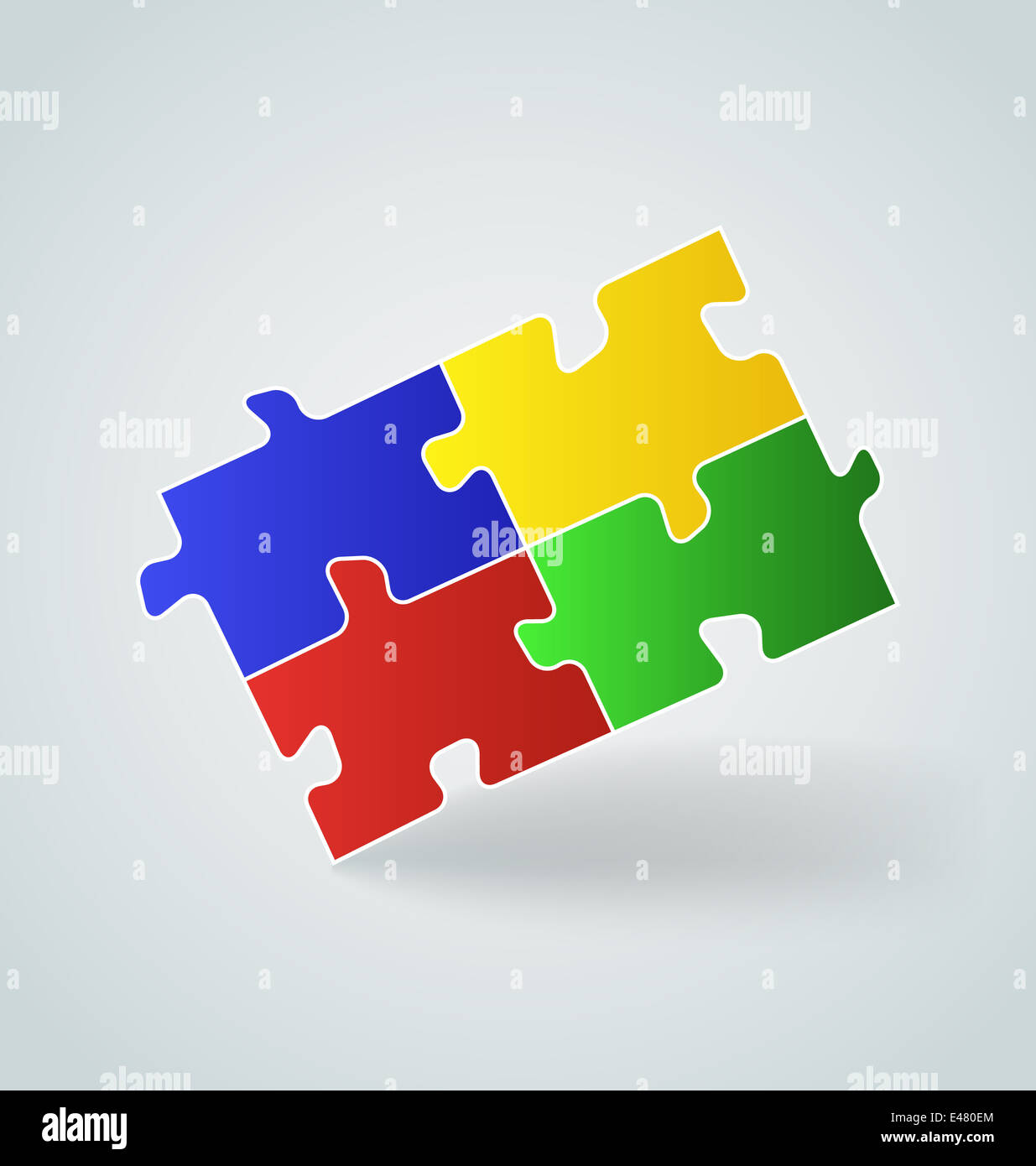 Illustration four colorful puzzle pieces - vector Stock Photo - Alamy