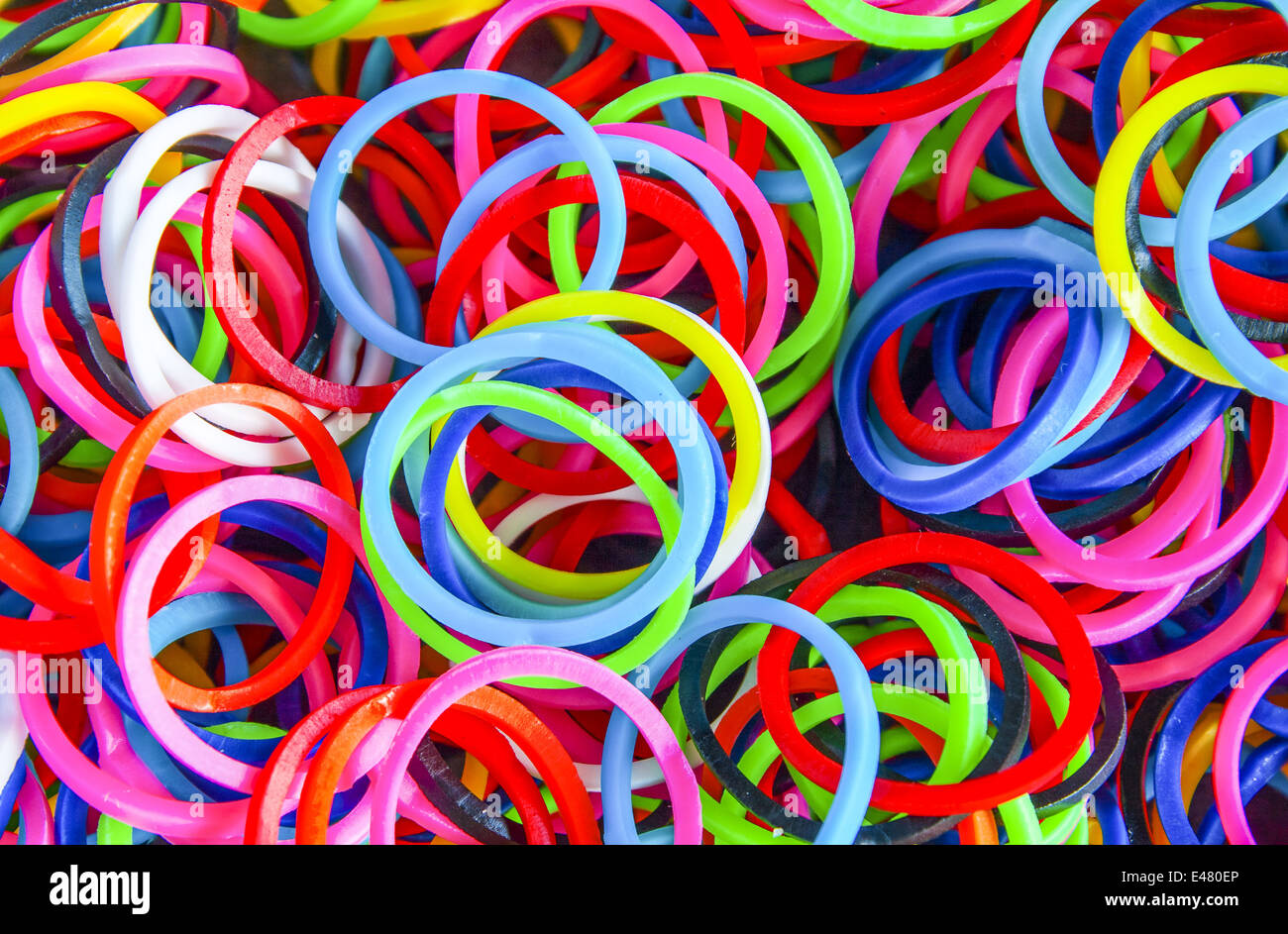 Colorful background Rainbow loom rubber bands fashion Stock Photo - Alamy