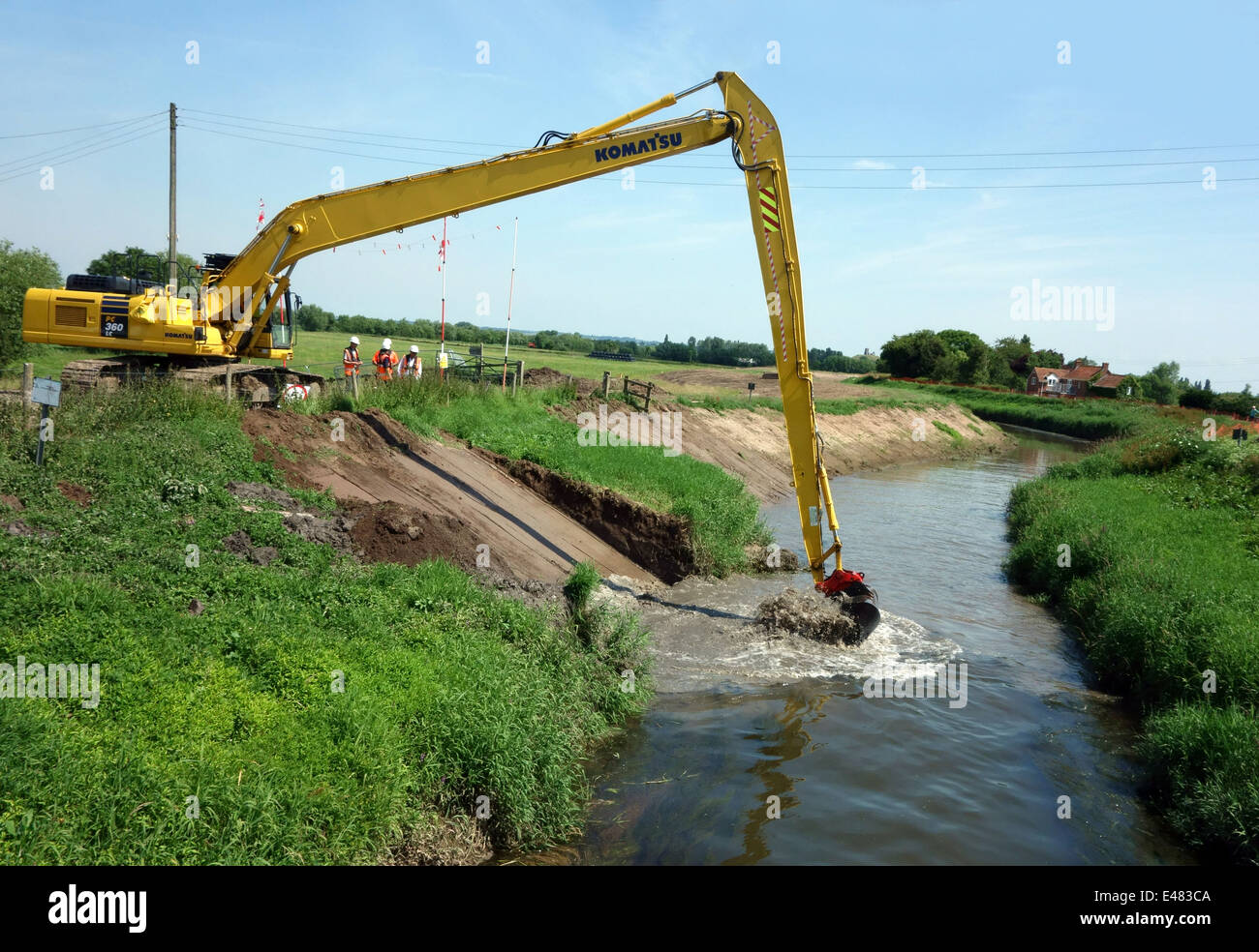 Dredging the River Tone near Athelney on the Somerset Levels, England Stock Photo