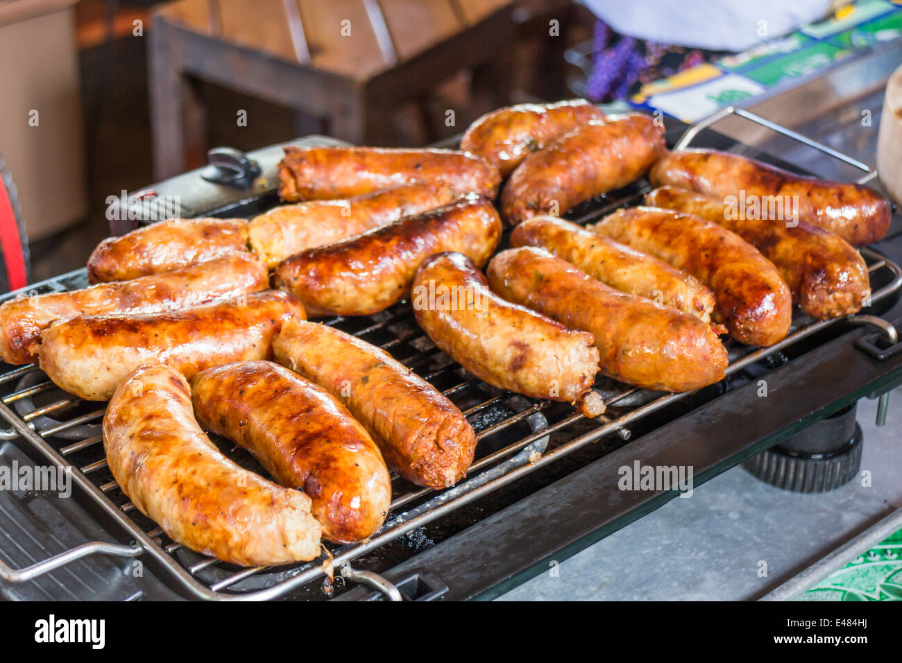 Grilled spicy sausages on the stove, stock photo Stock Photo Alamy