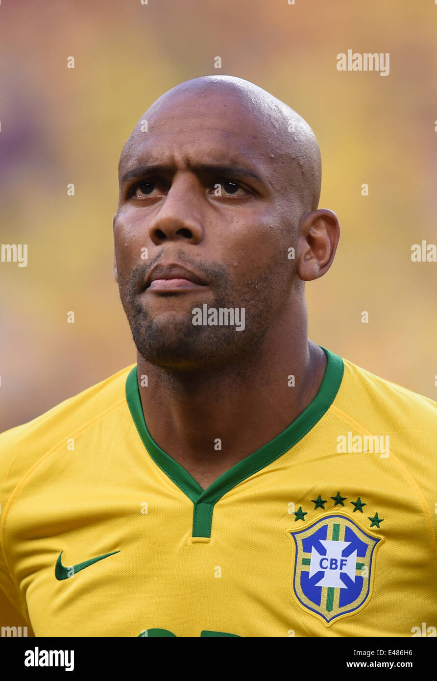Fortaleza, Brazil. 04th July, 2014. Maicon of Brazil seen during the FIFA World Cup 2014 quarter final match soccer between Brazil and Colombia at the Estadio Castelao in Fortaleza, Brazil, 04 July 2014. Photo: Marius Becker/dpa/Alamy Live News Stock Photo