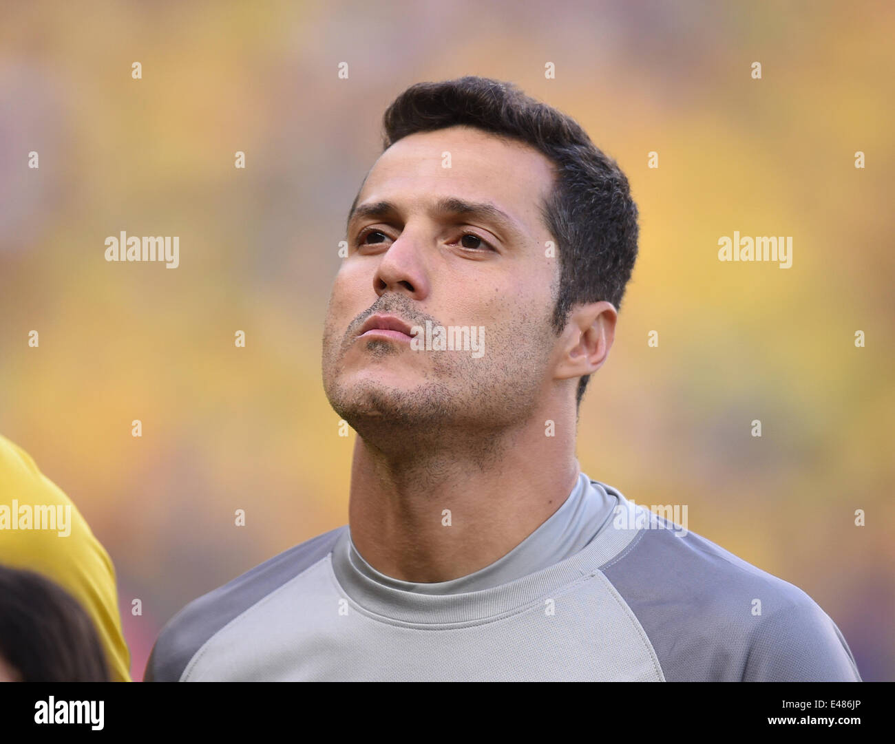Fortaleza, Brazil. 04th July, 2014. Goalkeeper Julio Cesar of Brazil seen during the FIFA World Cup 2014 quarter final match soccer between Brazil and Colombia at the Estadio Castelao in Fortaleza, Brazil, 04 July 2014. Photo: Marius Becker/dpa/Alamy Live News Stock Photo