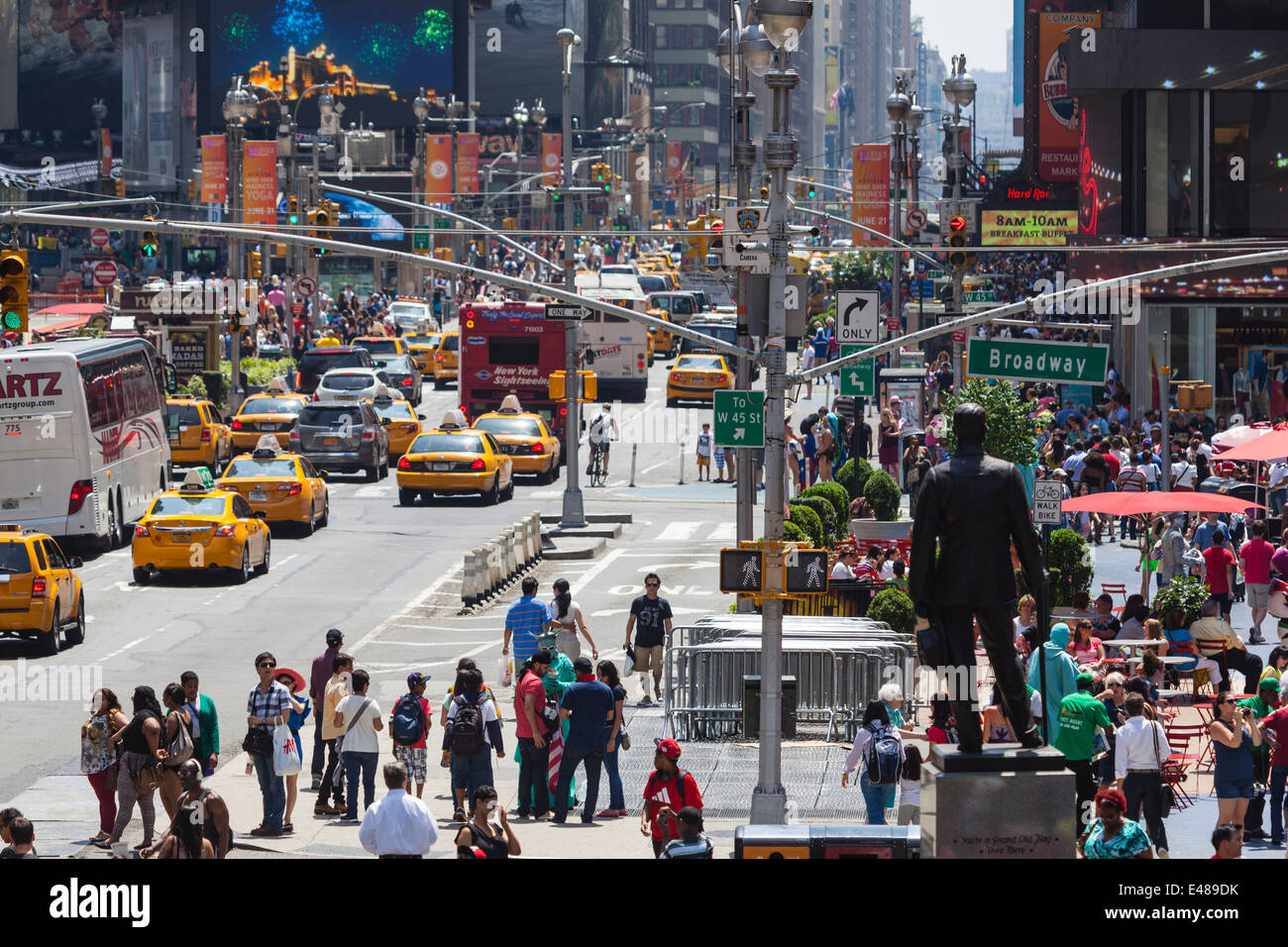 New York City - June 22: Chaotic Times Square crowded with people in New York on June 22, 2013 Stock Photo