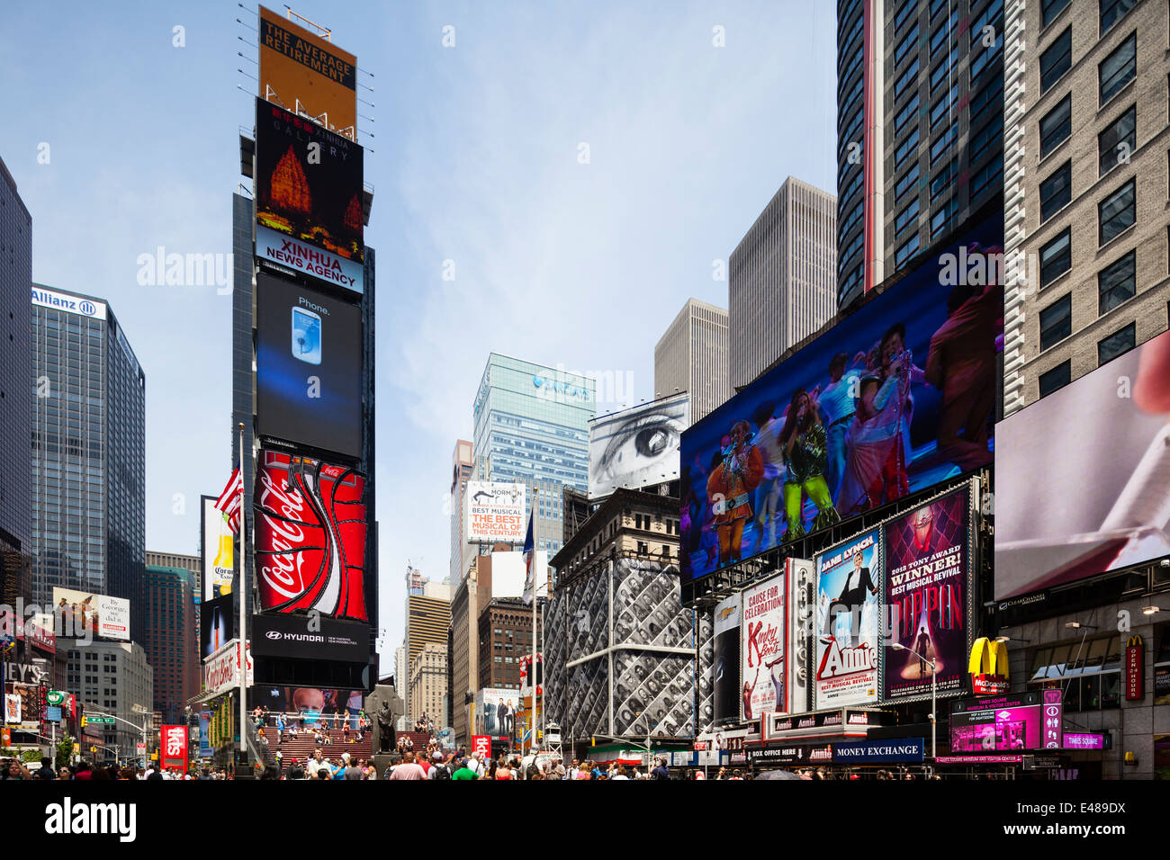 New York City - June 22: Chaotic Times Square crowded with people in New York. Taken with a shift lens on June 22, 2013 Stock Photo