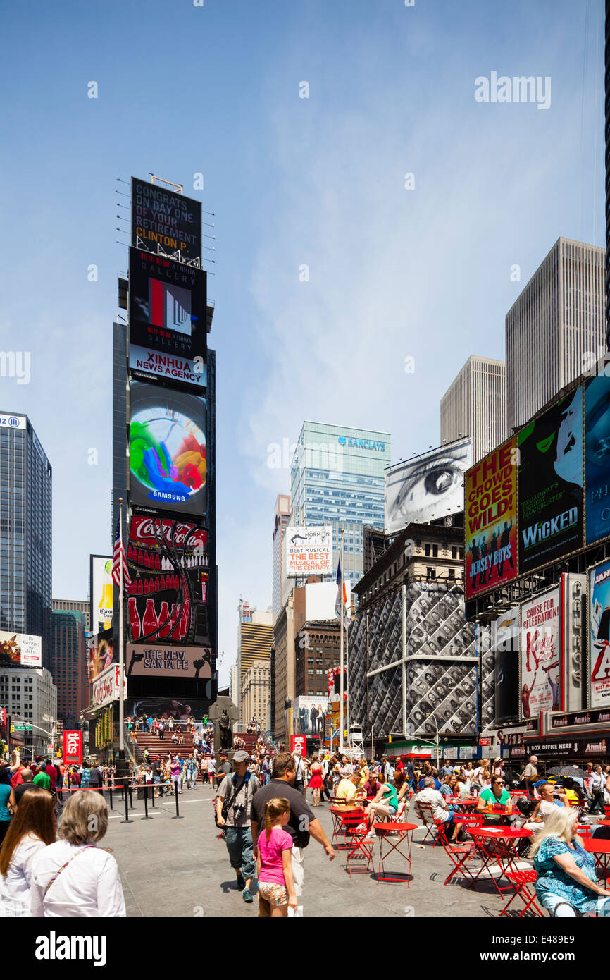New York City - June 22: Chaotic Times Square crowded with people in New York. Taken with a shift lens on June 22, 2013 Stock Photo