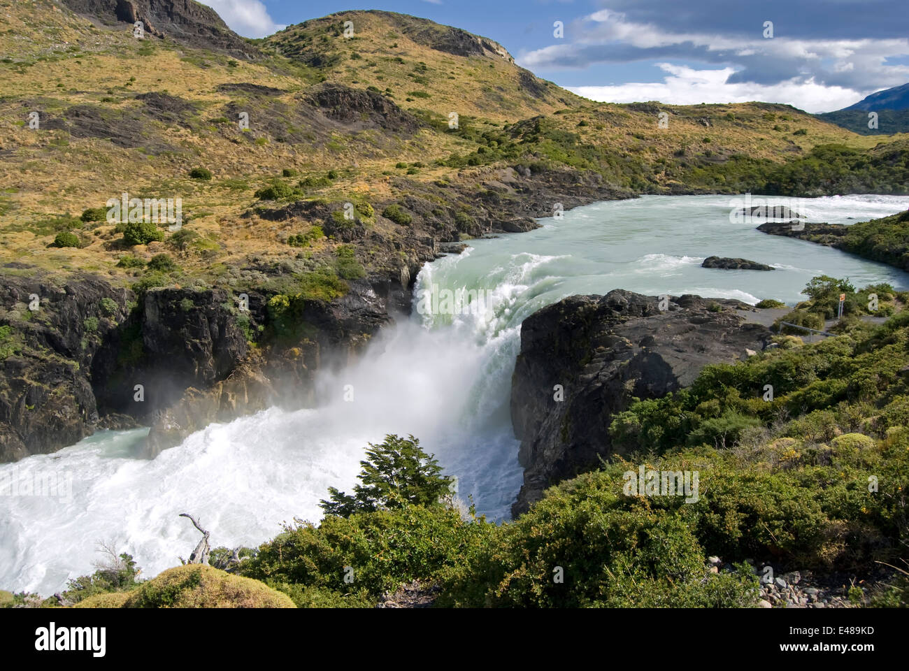 Salto Grande Waterfall in Torres del Paine National Park. Chile Stock ...