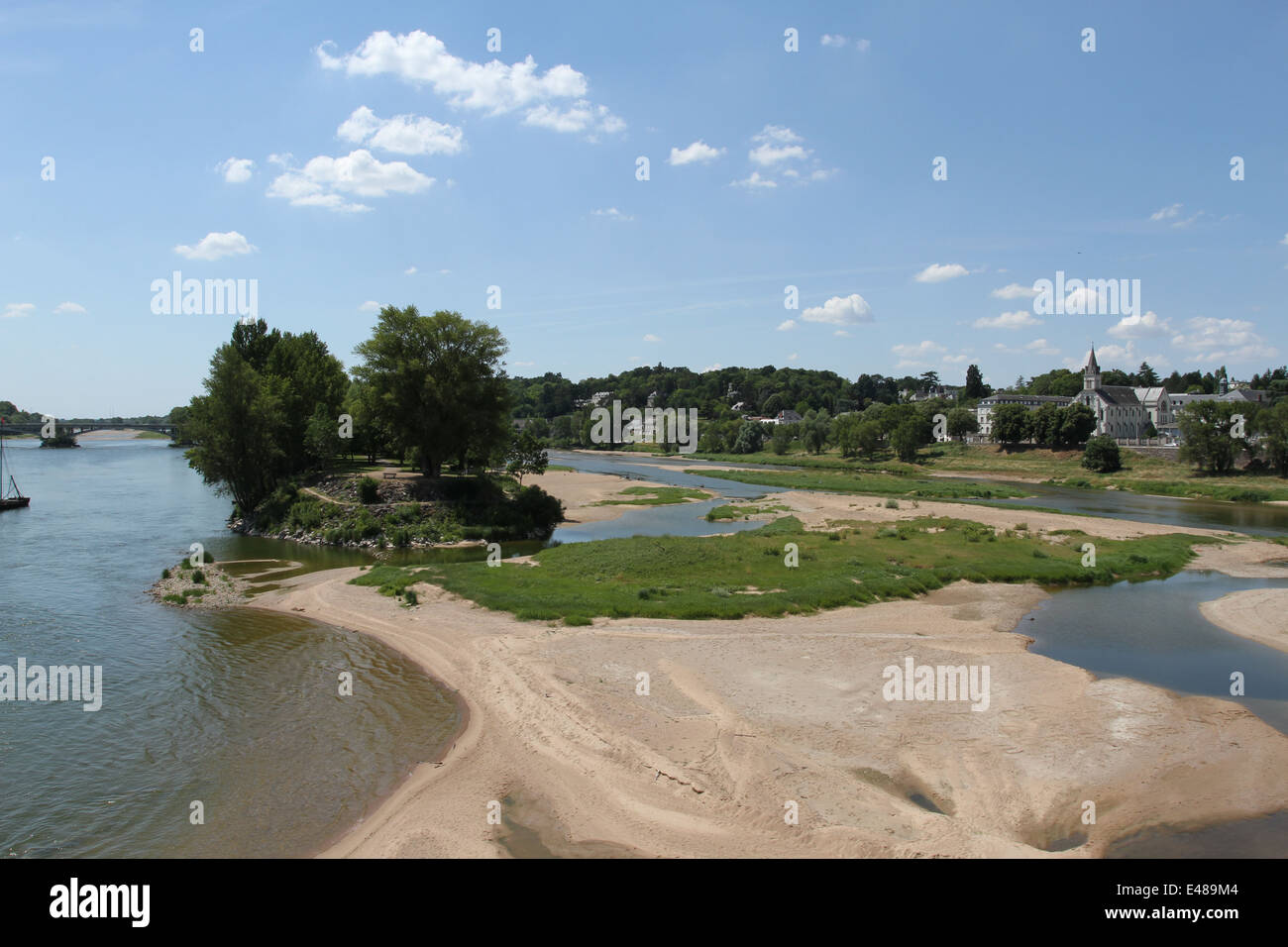 Sand banks in River Loire Tours France  July 2014 Stock Photo