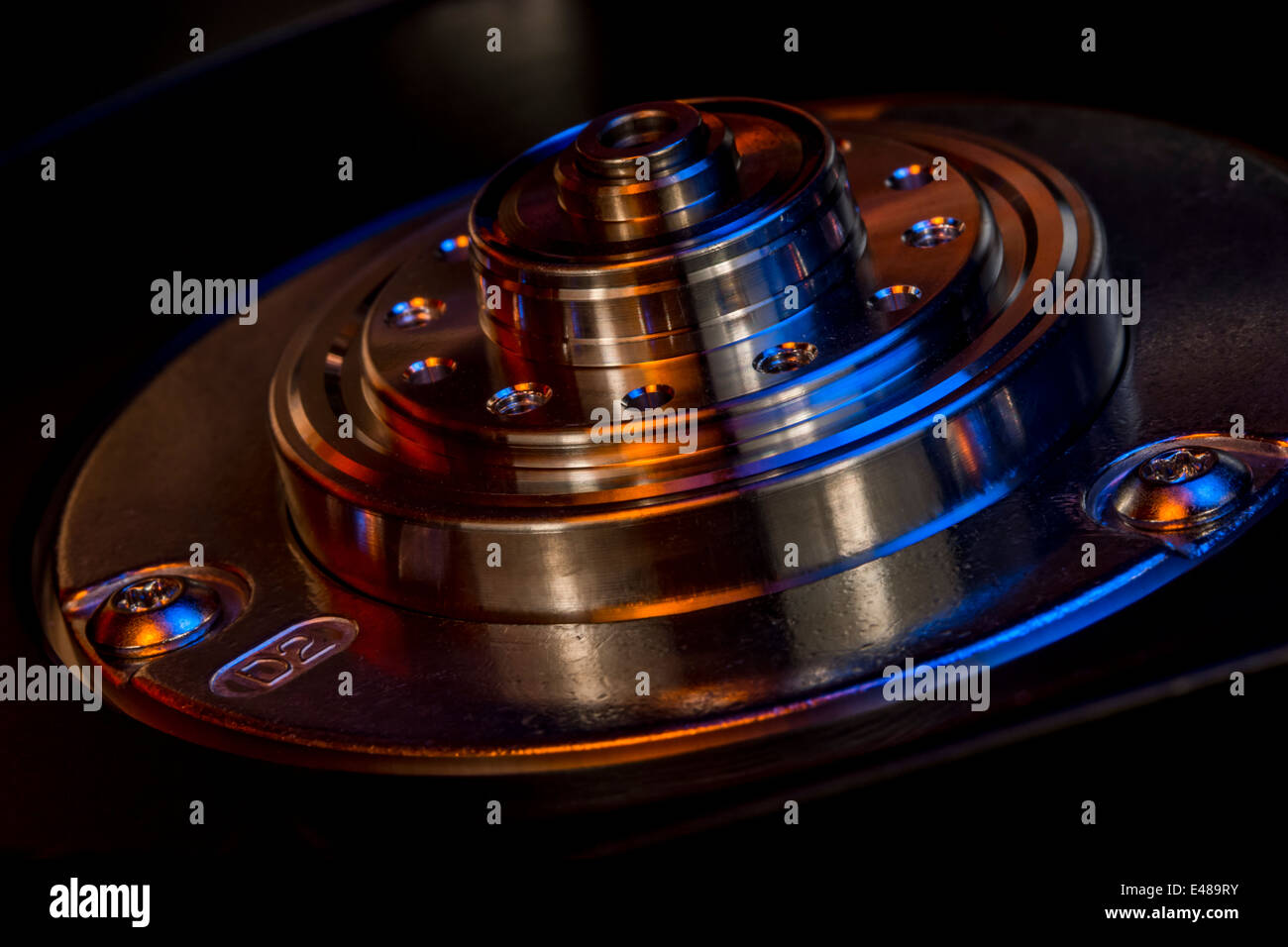 Macro shot of HDD spindle motor cast aluminium Stock Photo Alamy