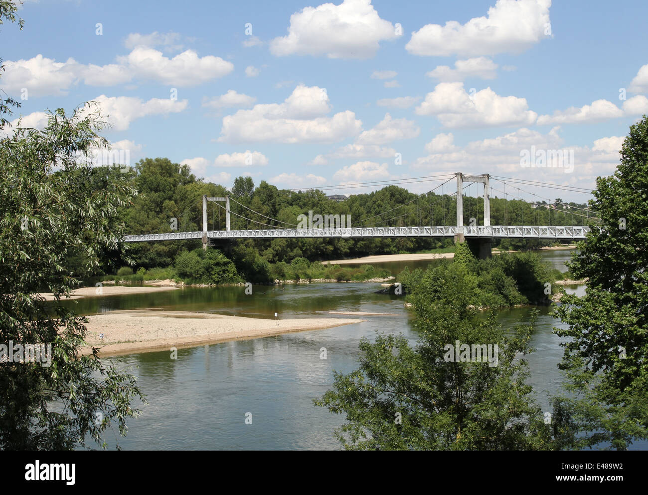 Pont de Saint Symphorien suspension bridge across River Loire Tours France July 2014 Stock Photo