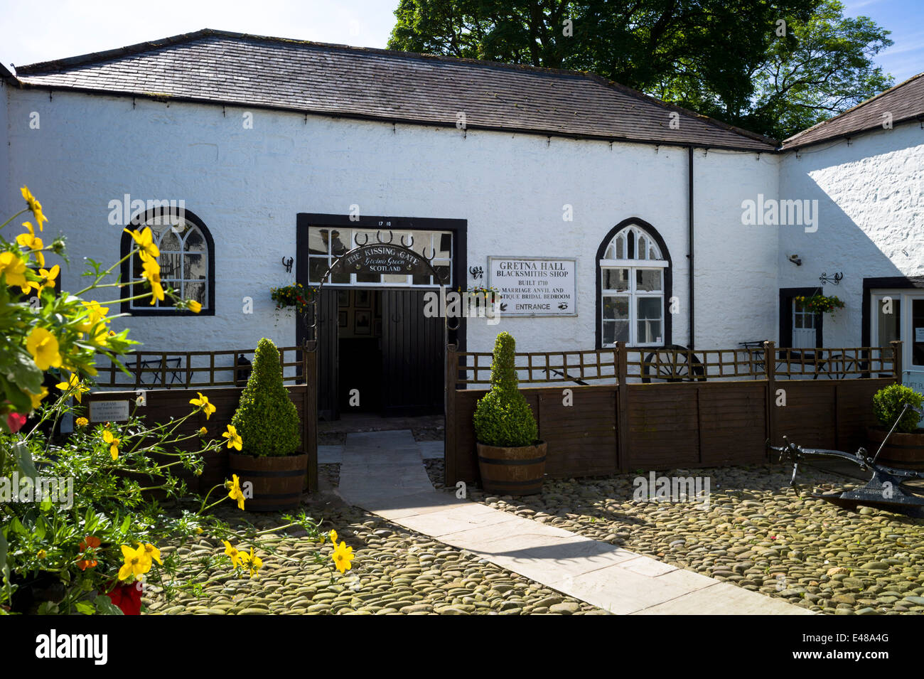 The famous Gretna Green Blacksmith's Shop used for eloping couples and weddings under Scottish licence on the border of Scotland Stock Photo