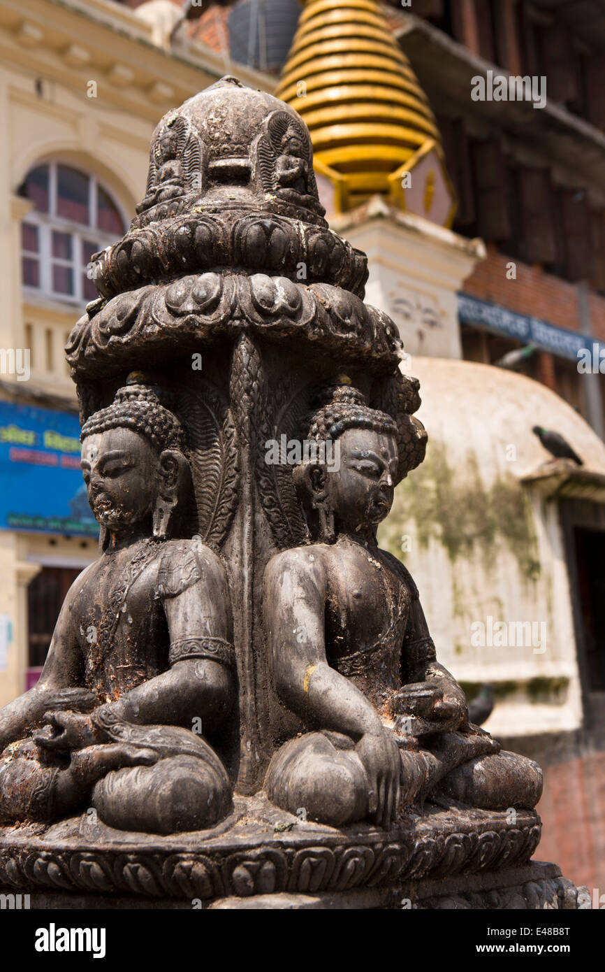 Nepal, Kathmandu, four sided Buddha, at Kathesimbhu Stupa Stock Photo