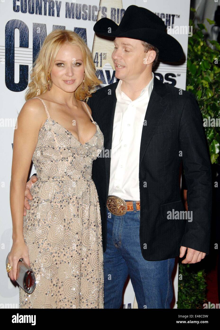 July 2, 2014 - Singer JEWEL and her rodeo cowboy husband TY MURRAY are divorcing after 16 years. The 40-year-old singer, who married the rodeo pro back in August 2008 after 10 years together, announced the split on her official website. PICTURED - Nov. 7, 2007 - Nashville, Tennessee, U.S. - Jewel and Ty Murray attends the 41st Annual CMA Awards Arrivals at the Sommet Center in Nashville. (Credit Image: © James Diddick/Globe Photos/ZUMAPRESS.com) Stock Photo