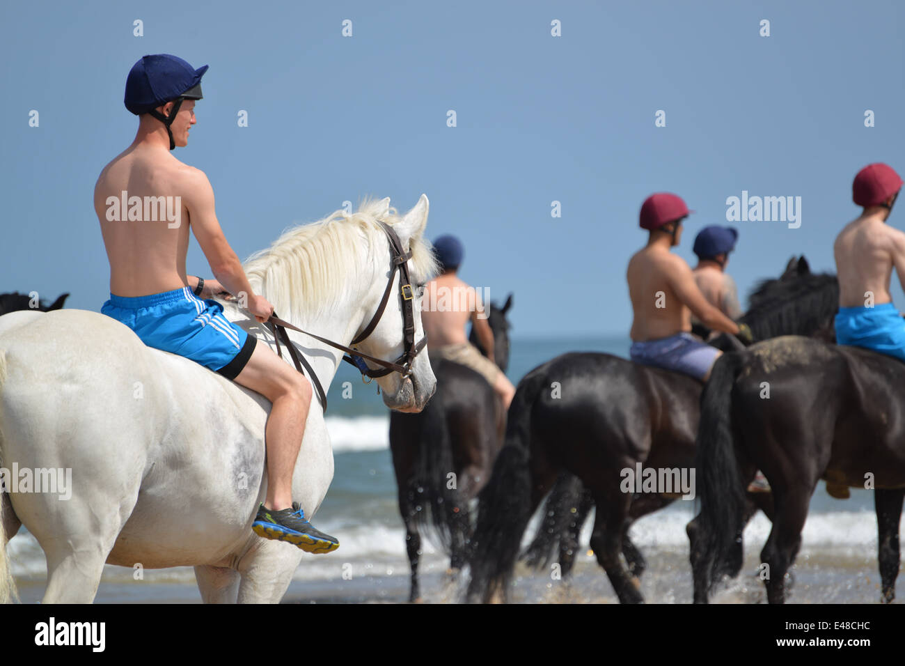 Household cavalry beach ride Stock Photo