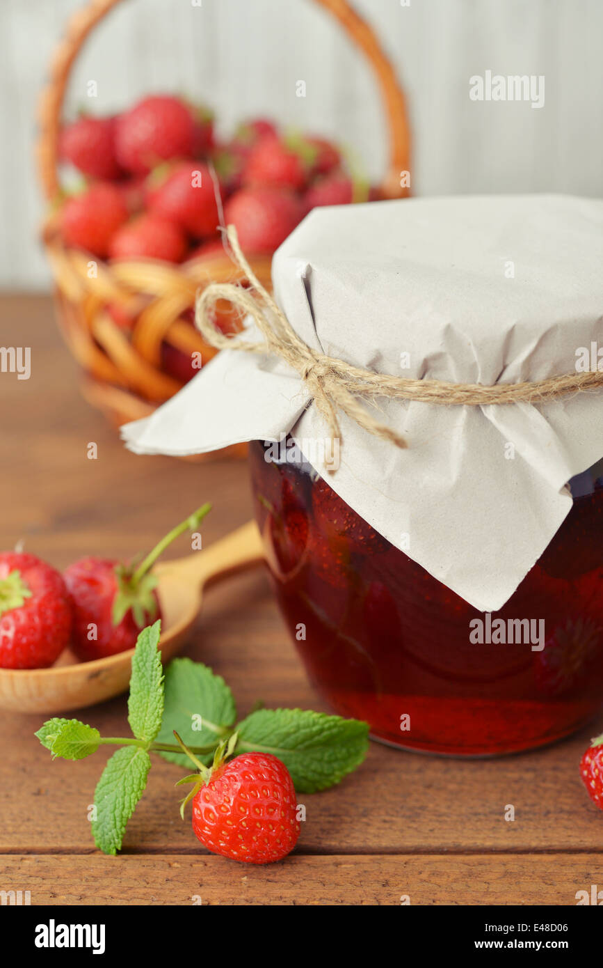 Strawberry jam in a glass jar hi-res stock photography and images - Alamy
